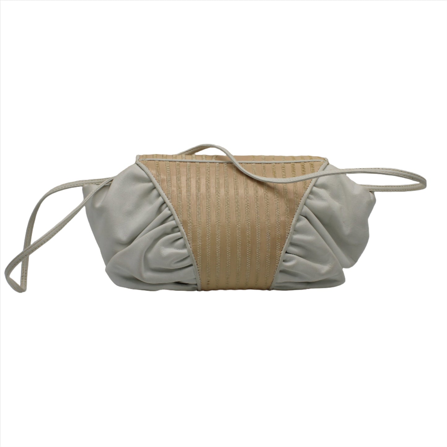 Fendi White Beige Leather East-West Clutch Crossbody Bag back