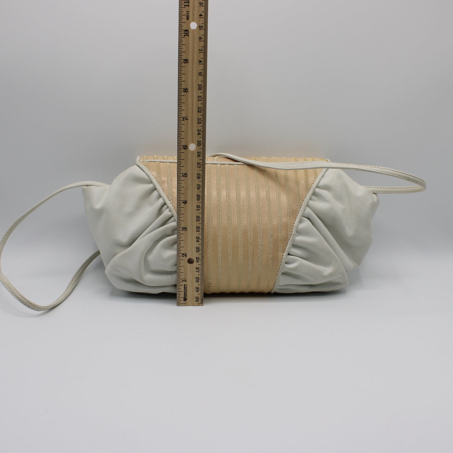 Fendi White Beige Leather East-West Clutch Crossbody Bag