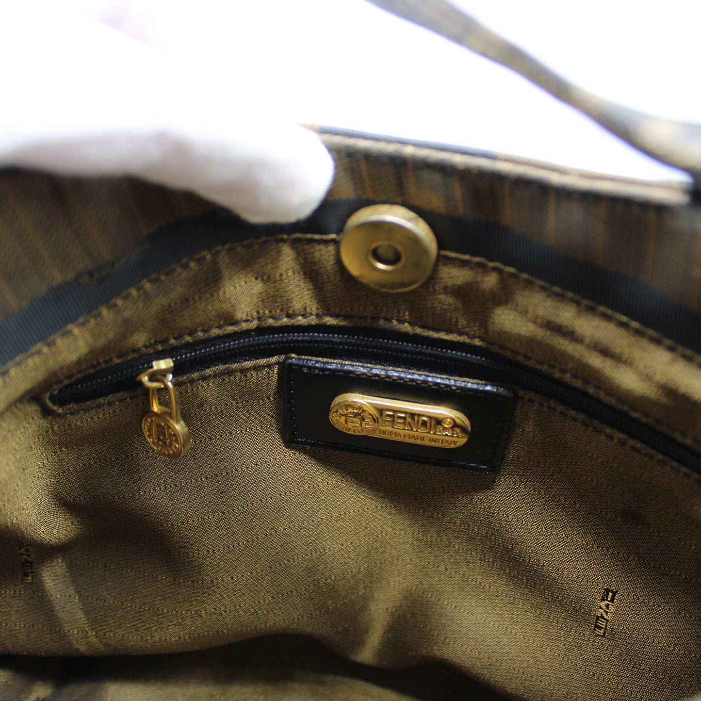 Fendi FF Pequin Stripe Roma 1925 Shoulder Bag and Pouch