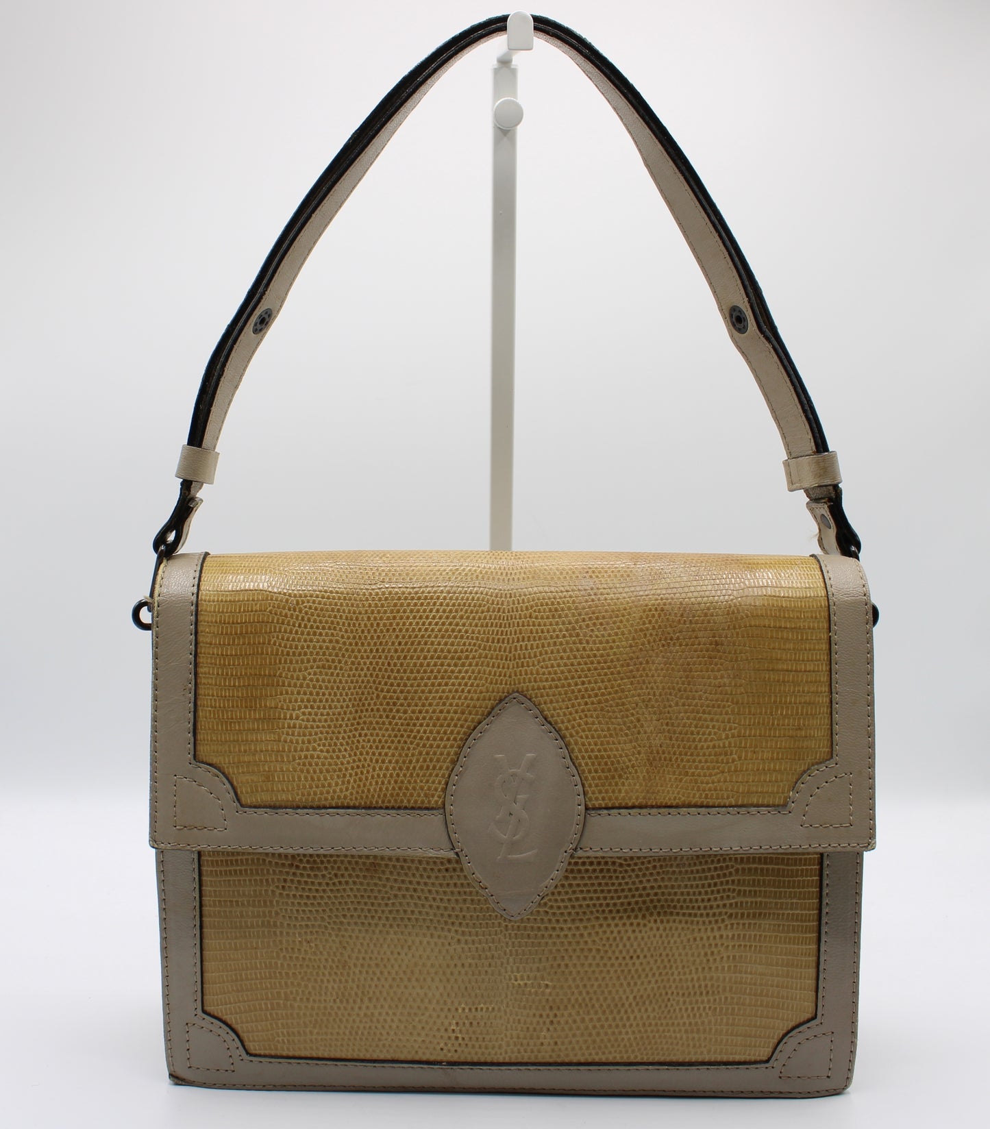 Yves Saint Laurent Beige Lizard Leather Shoulder Bag