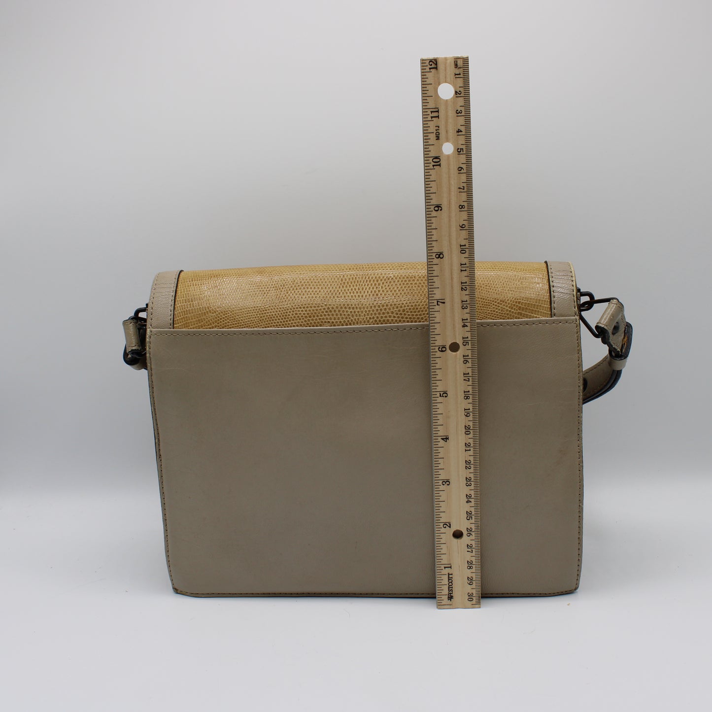 Yves Saint Laurent Beige Lizard Leather Shoulder Bag