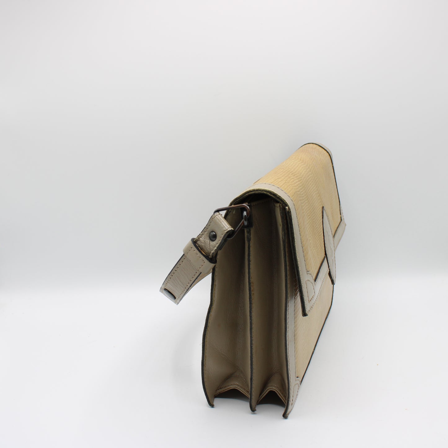 Yves Saint Laurent Beige Lizard Leather Shoulder Bag