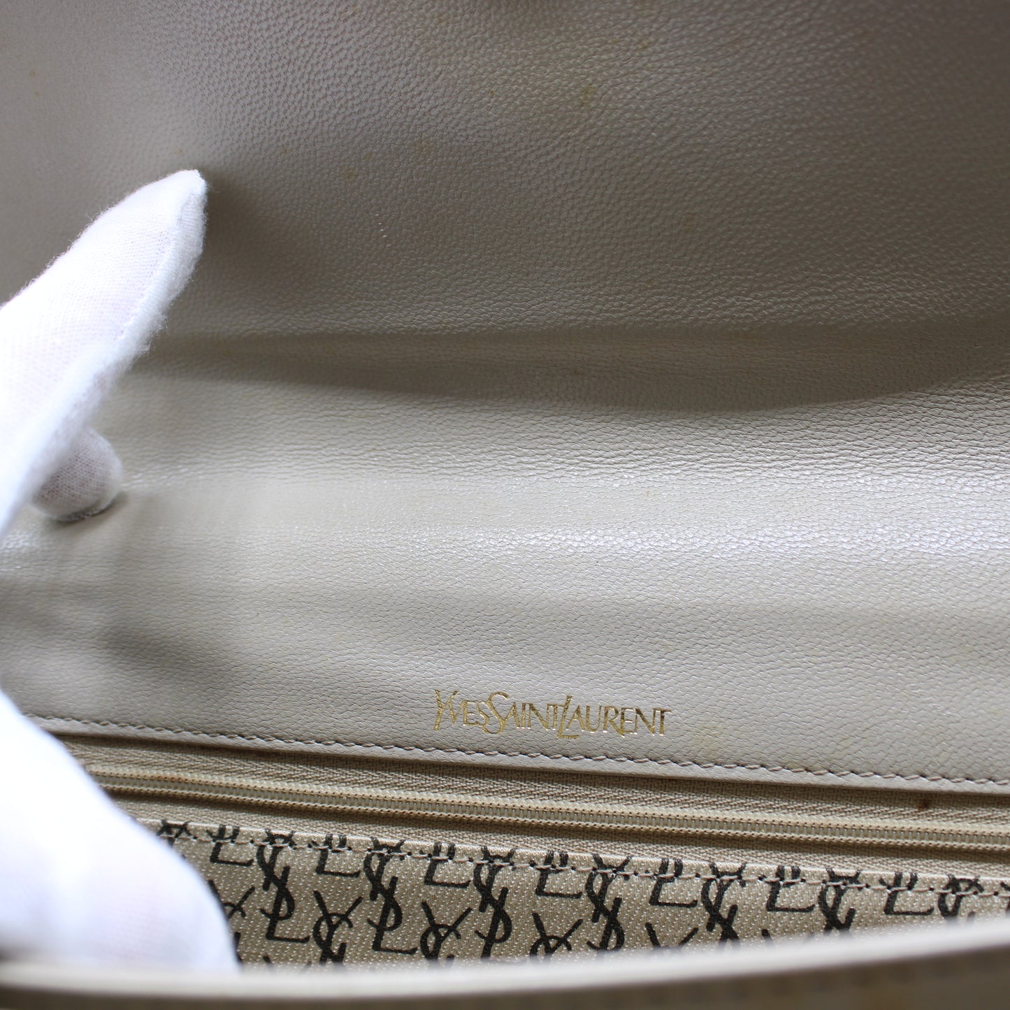 Yves Saint Laurent Beige Lizard Leather Shoulder Bag