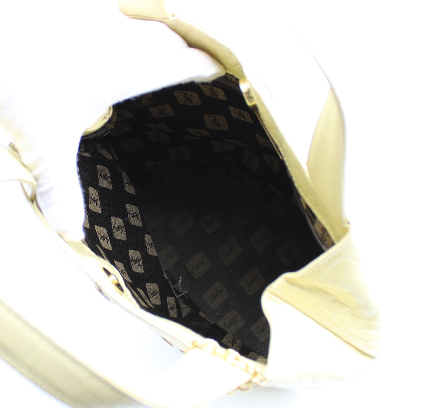 Yves Saint Laurent Yellow Crocodile Print Leather Tote Bag