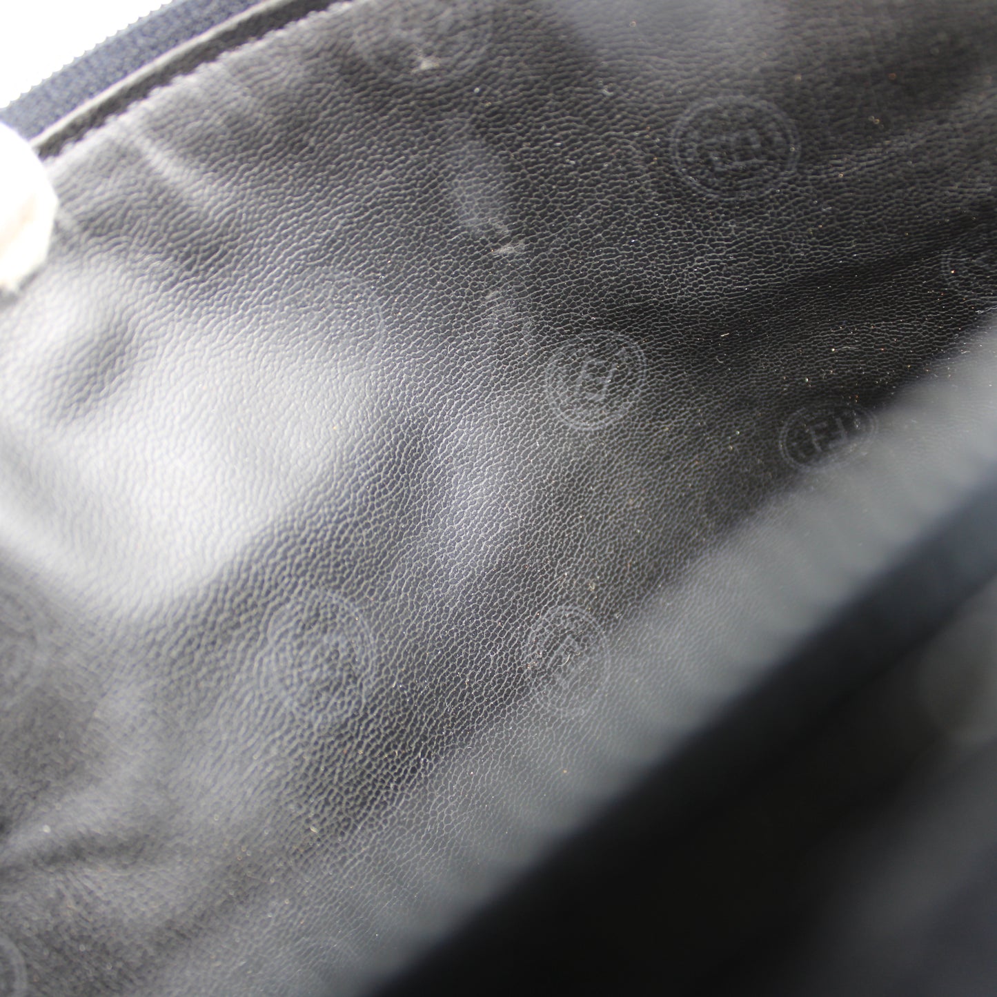 Fendi Dark Blue Leather Crossbody Bag with Croc Print