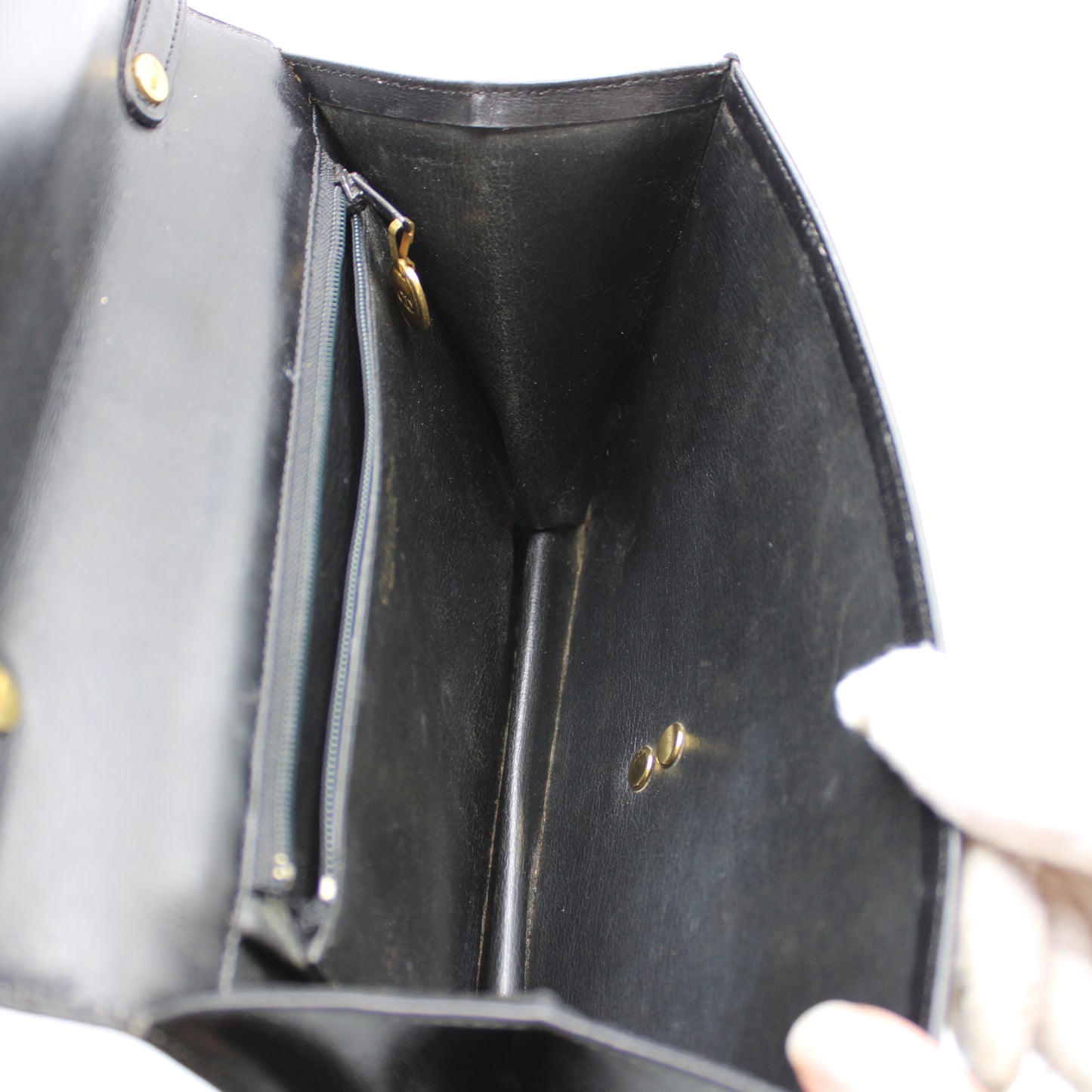 Christian Dior Black Leather Handle Bag 3D CD Logo Lock