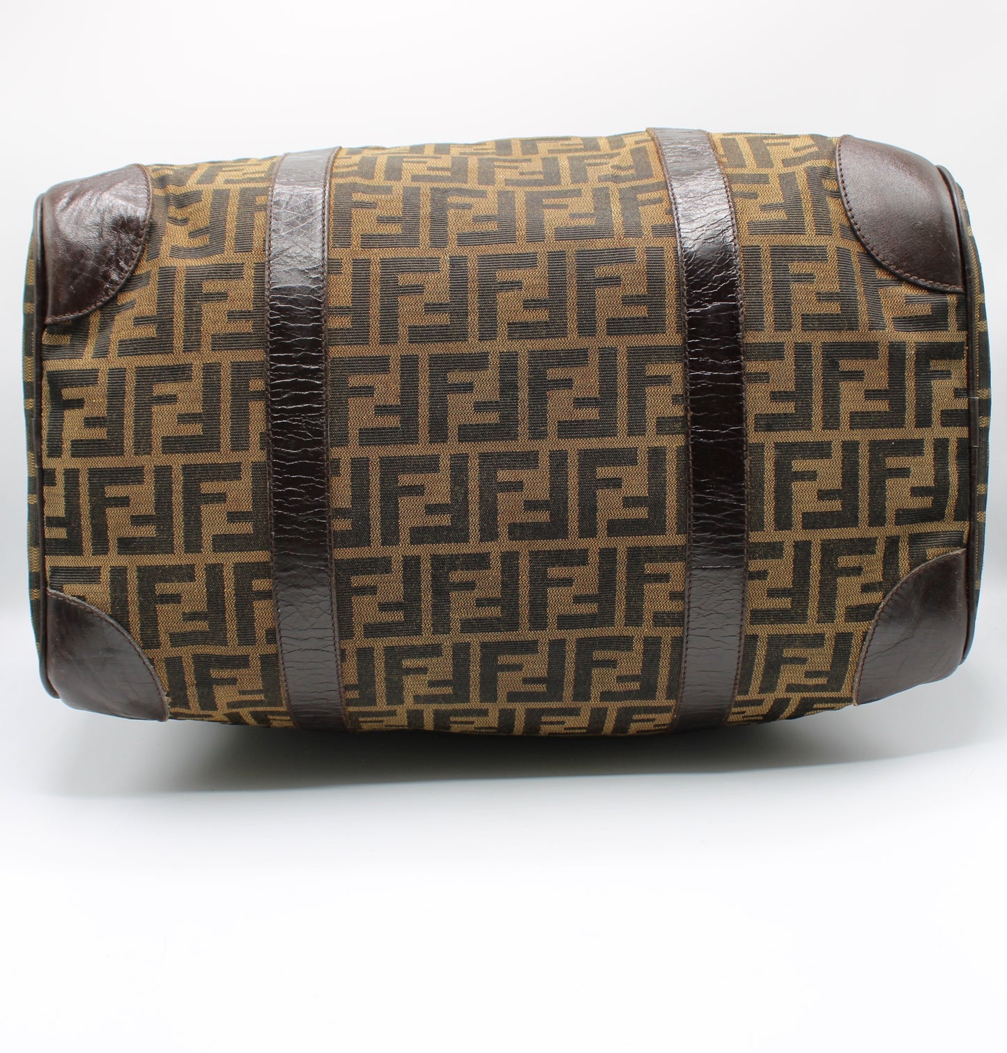 Fendi Zucca FF Canvas Leather Boston Bag