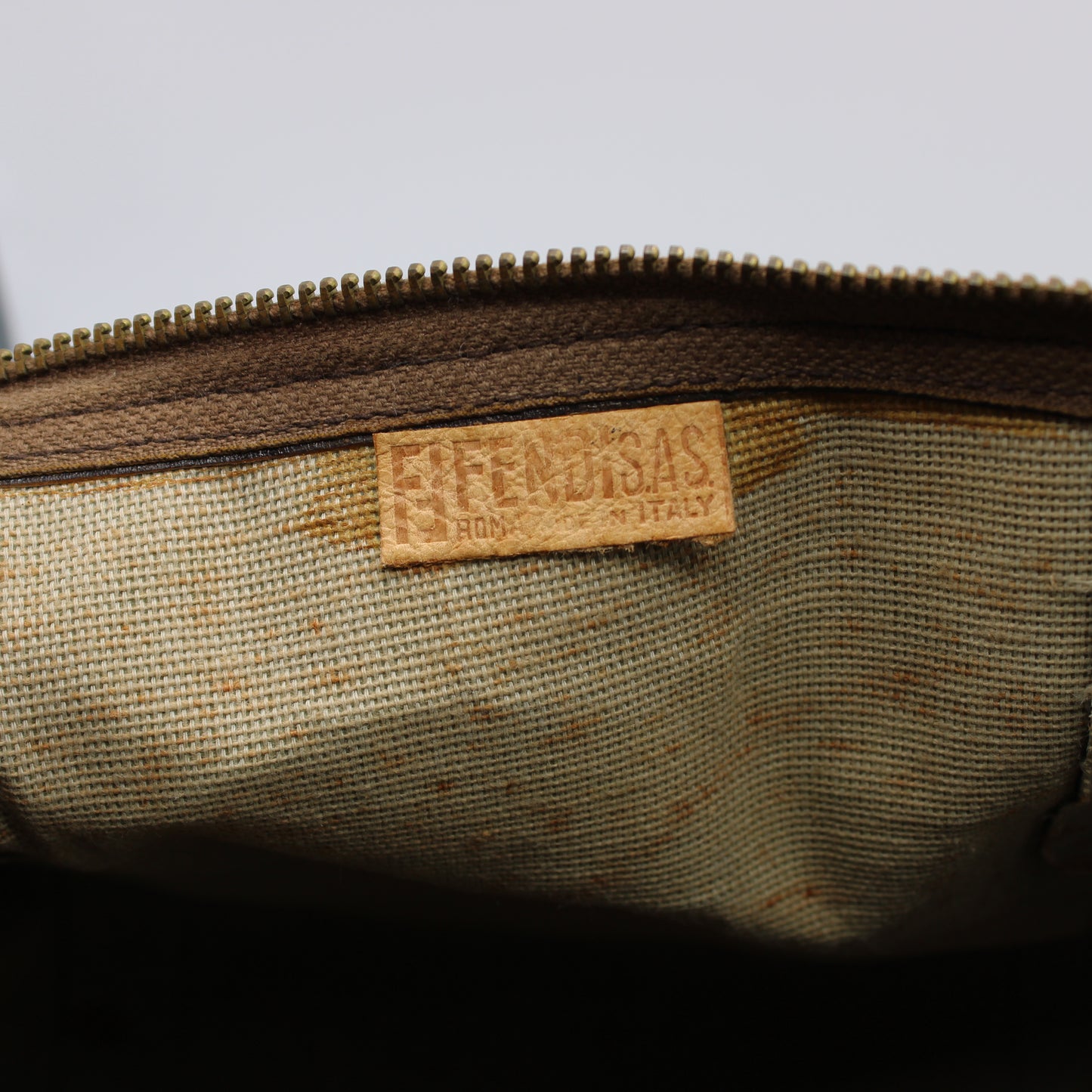 Fendi Zucca FF Canvas Leather Boston Bag