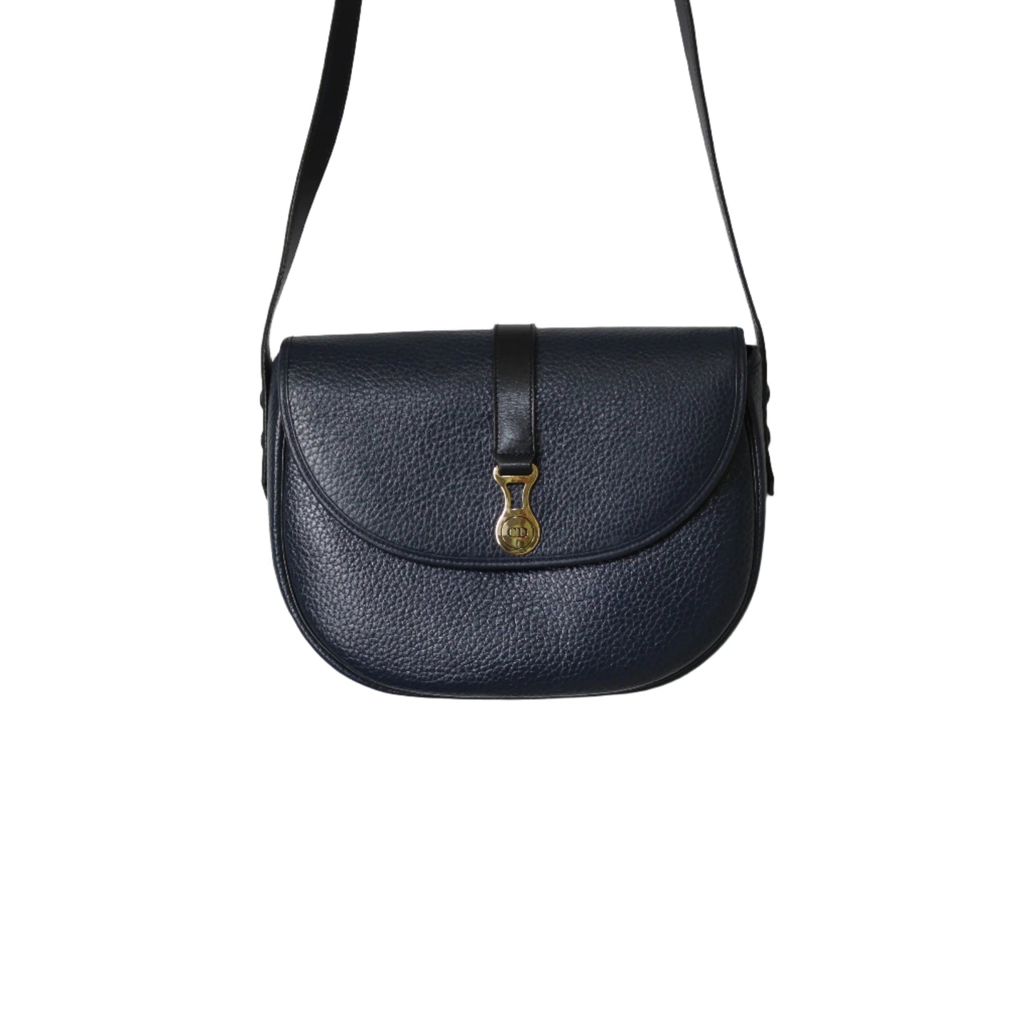 Christian Dior Dark Navy Leather CD Logo Crossbody Bag