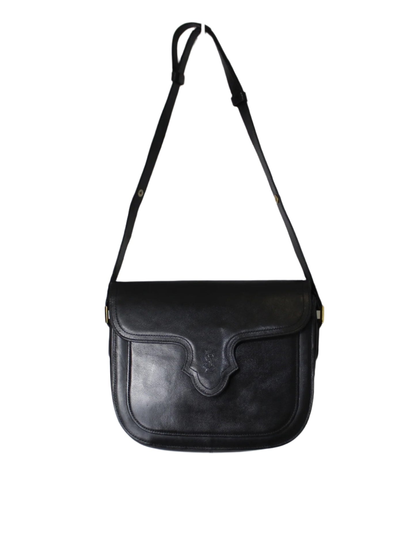 Yves Saint Laurent Black Leather Crossbody Bag Adjustable Strap