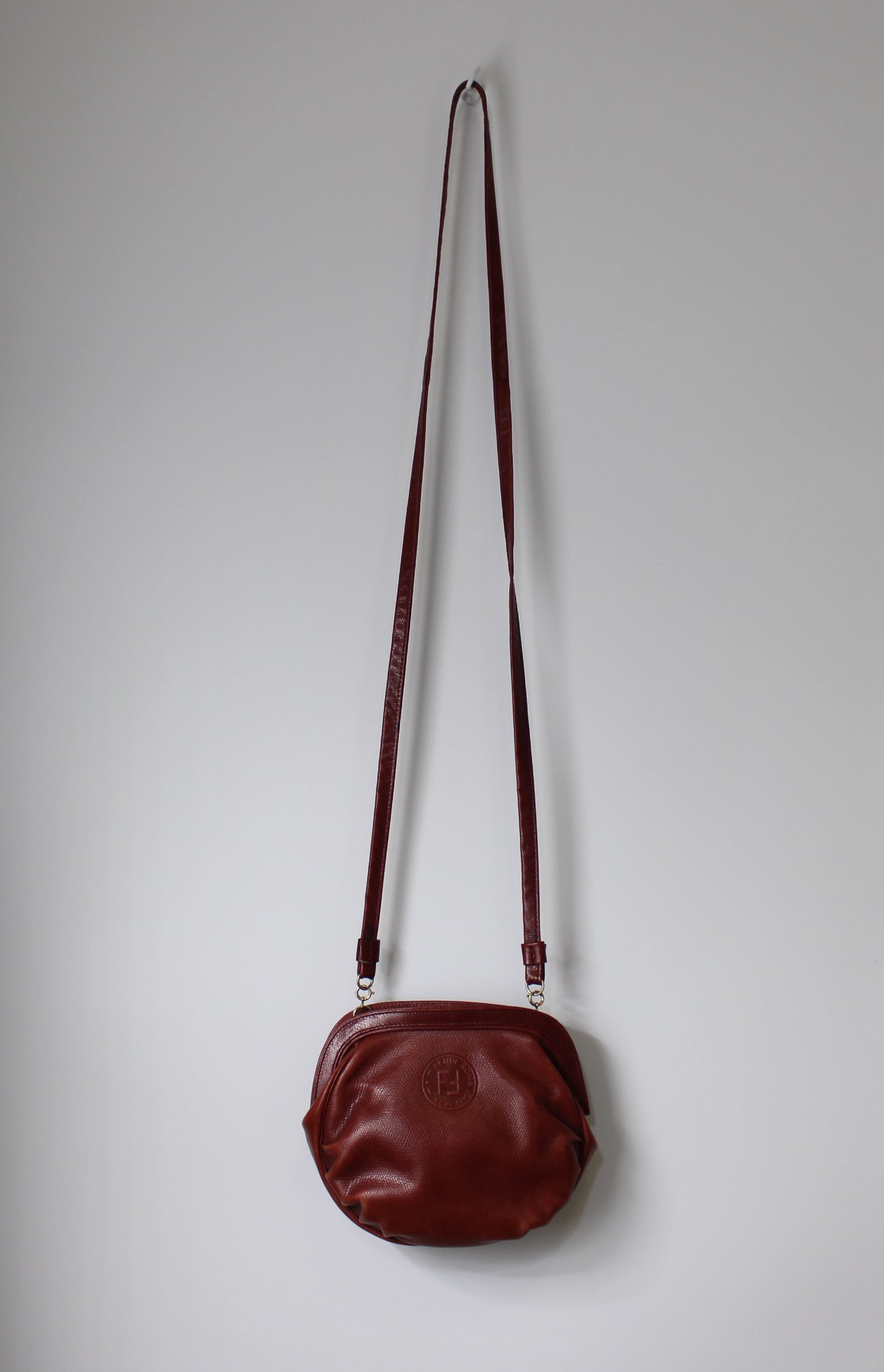 Fendi Burgundy Leather Crossbody Bag with Removable Strap