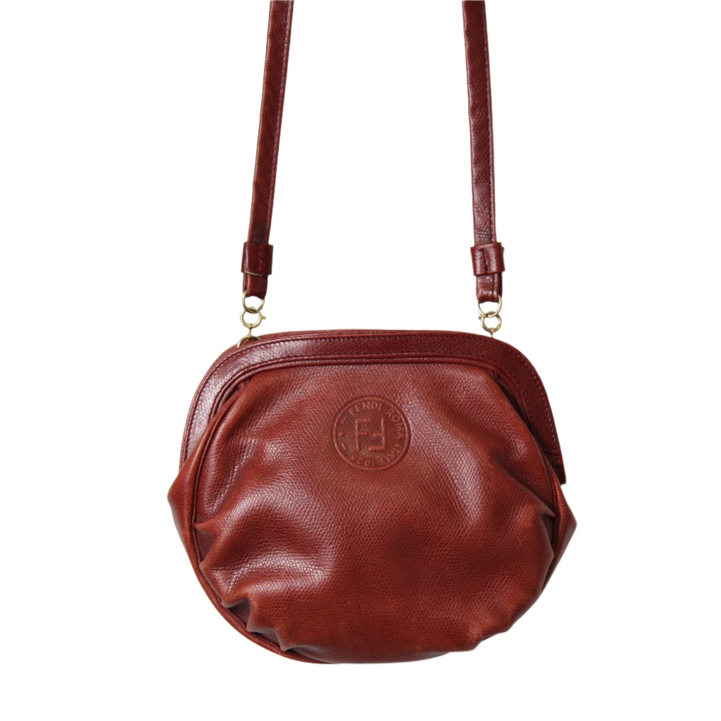 Fendi Burgundy Leather Crossbody Bag with Removable Strap