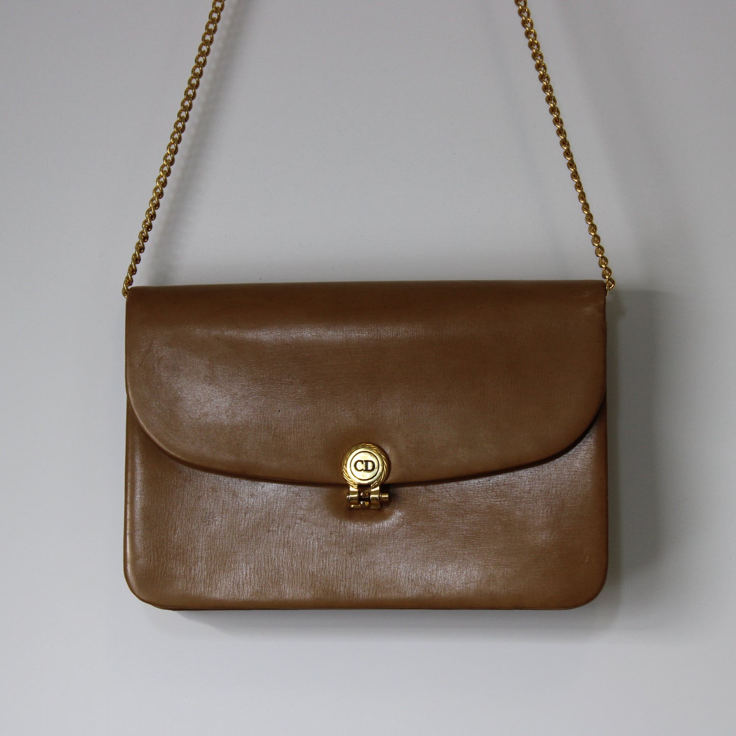 Dior Camel Brown Leather Chain Crossbody Bag