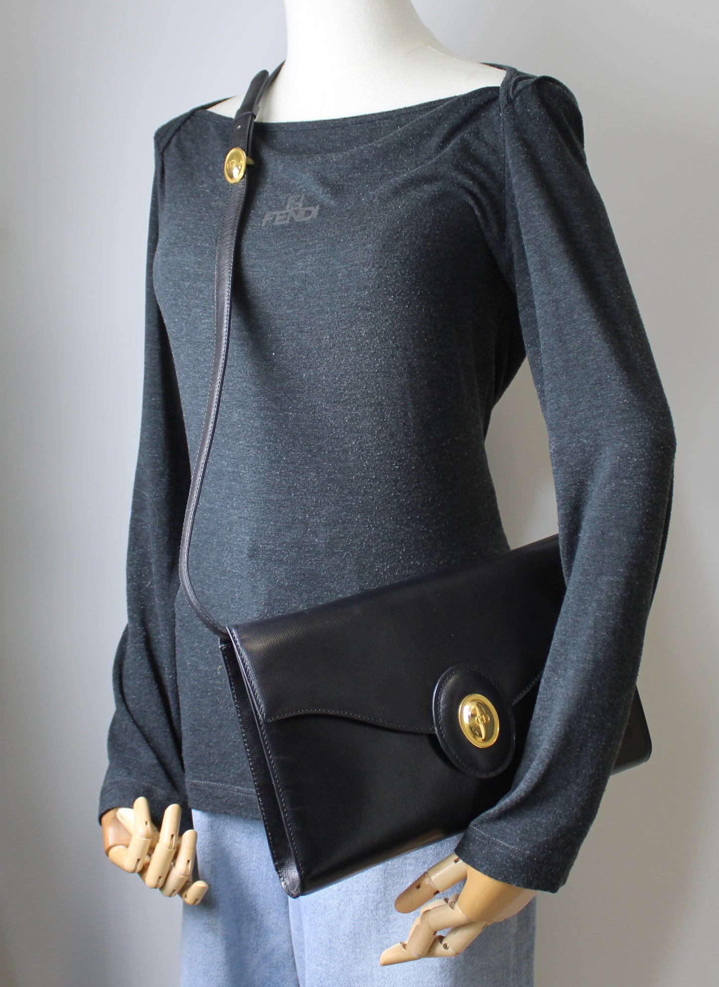 Christian Dior Black Leather Crossbody Bag Gold Logo
