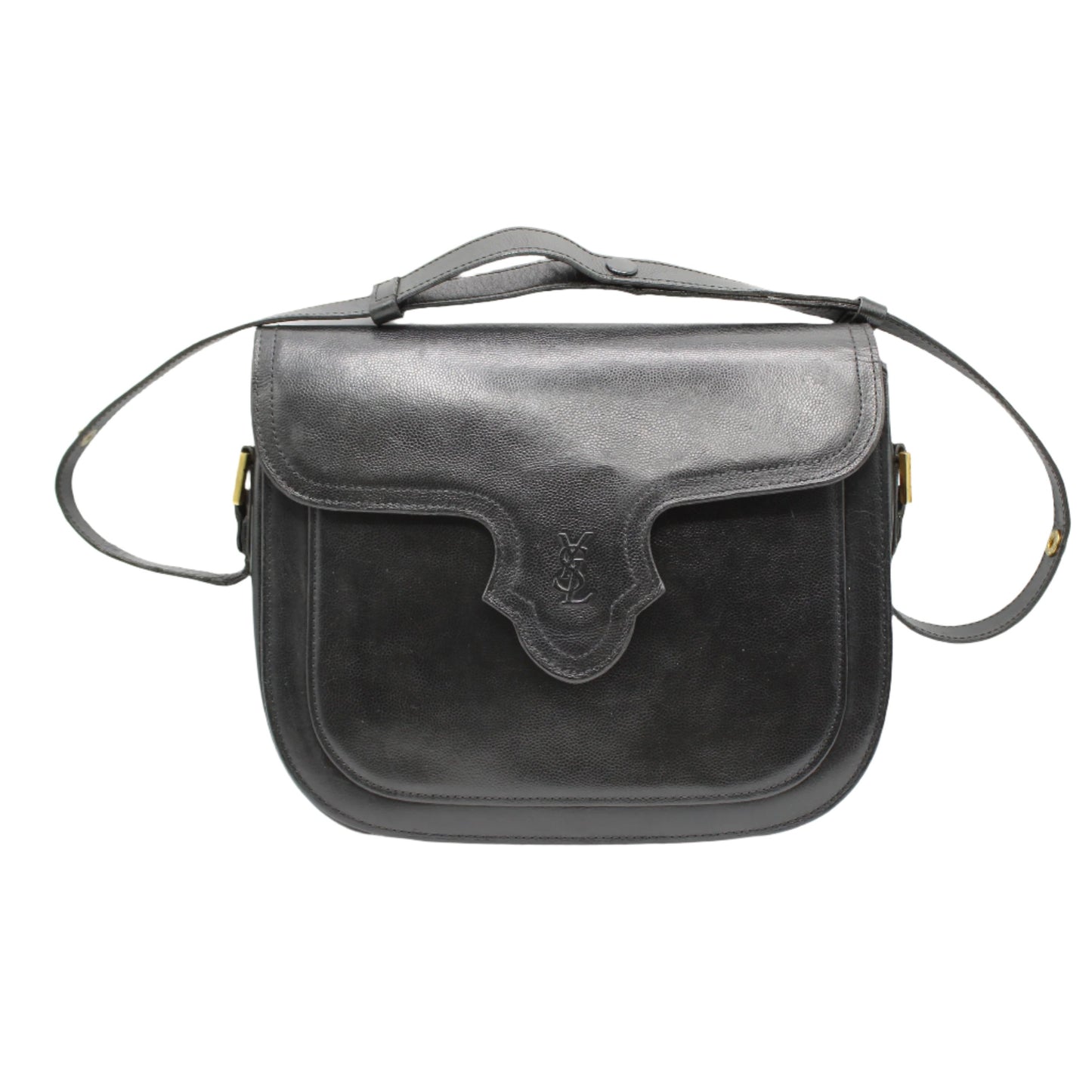 Yves Saint Laurent Black Leather Crossbody Bag Adjustable