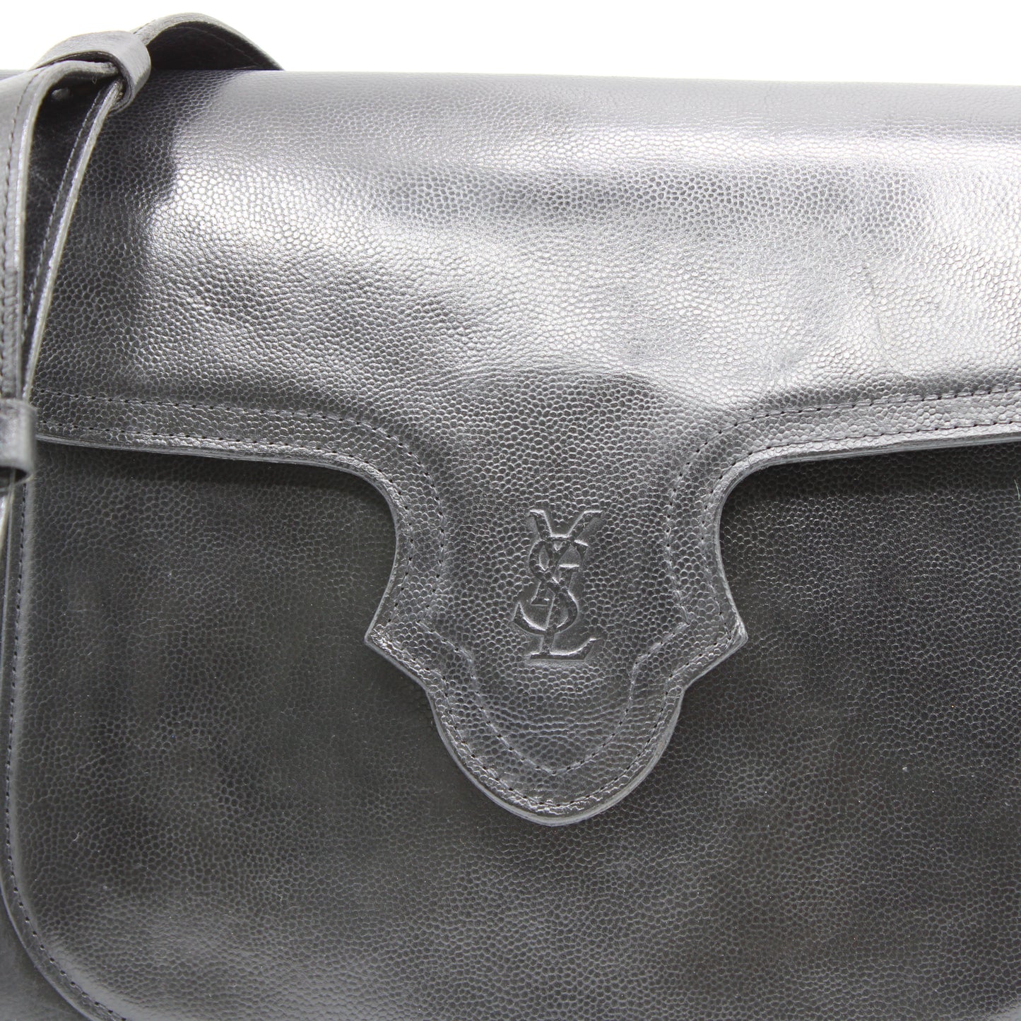 Yves Saint Laurent Black Leather Crossbody Bag Adjustable Strap