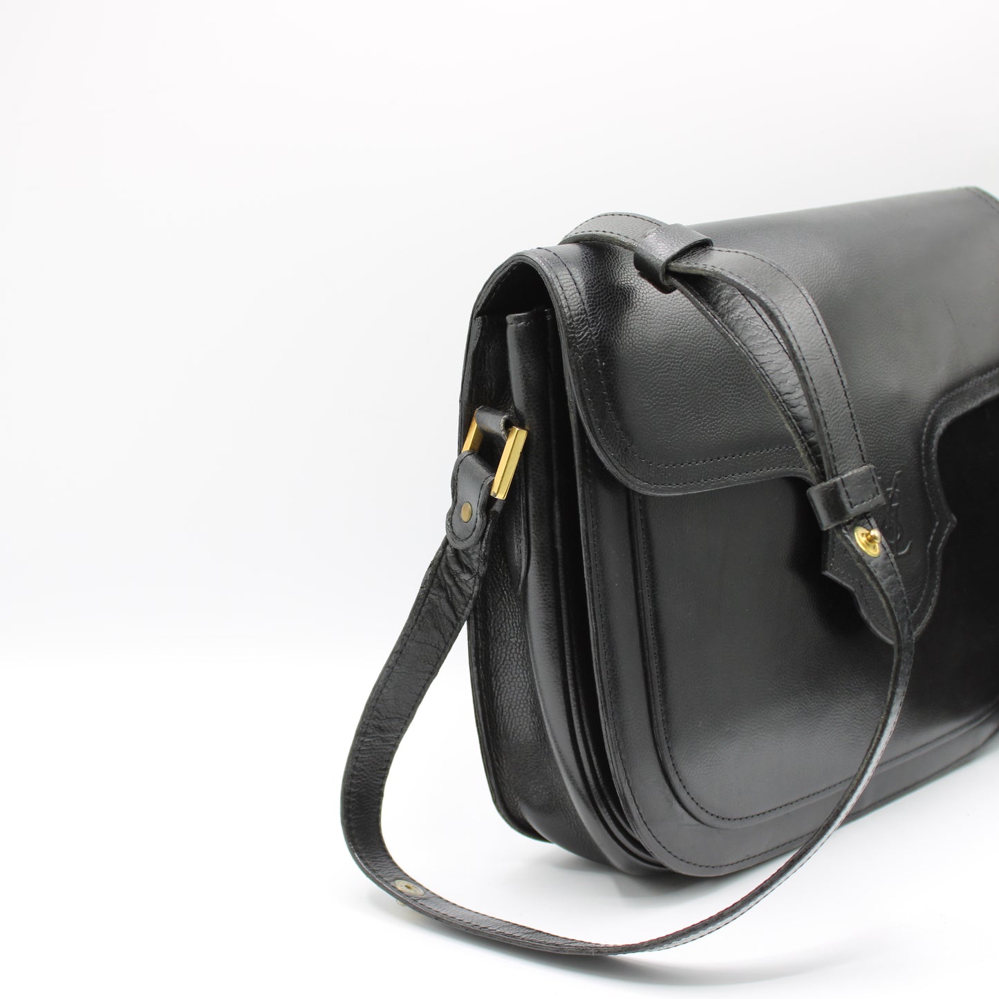 Yves Saint Laurent Black Leather Crossbody Bag Adjustable Strap