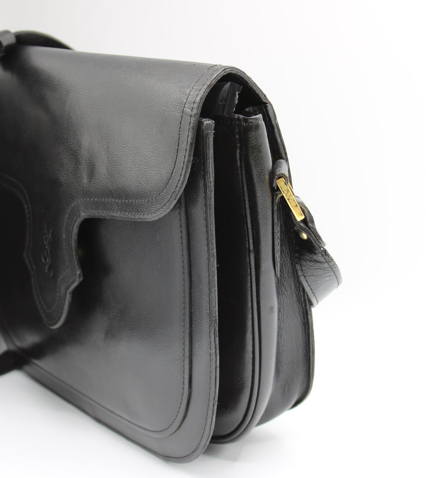 Yves Saint Laurent Black Leather Crossbody Bag Adjustable Strap