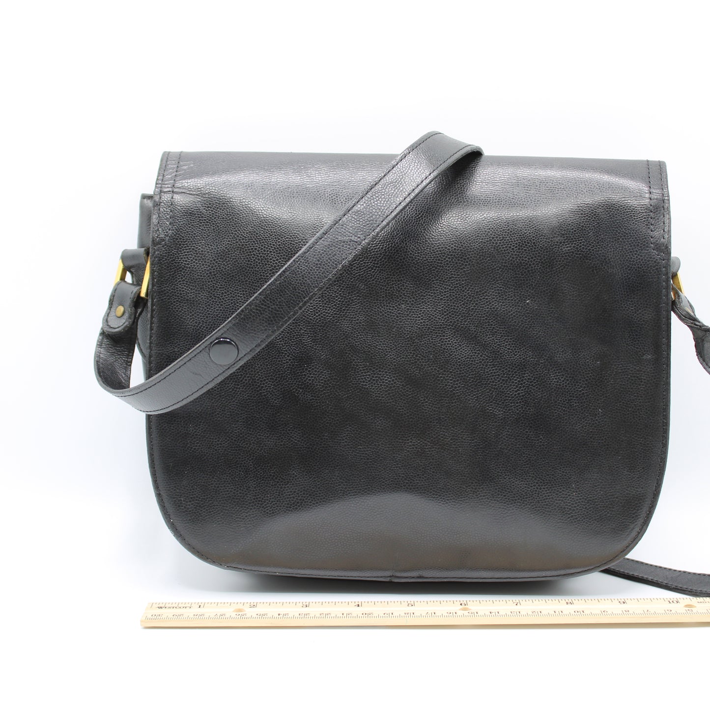 Yves Saint Laurent Black Leather Crossbody Bag Adjustable Strap