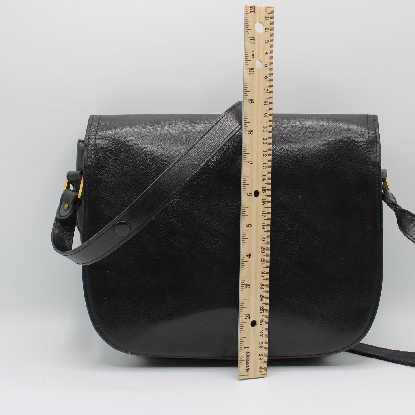 Yves Saint Laurent Black Leather Crossbody Bag Adjustable Strap