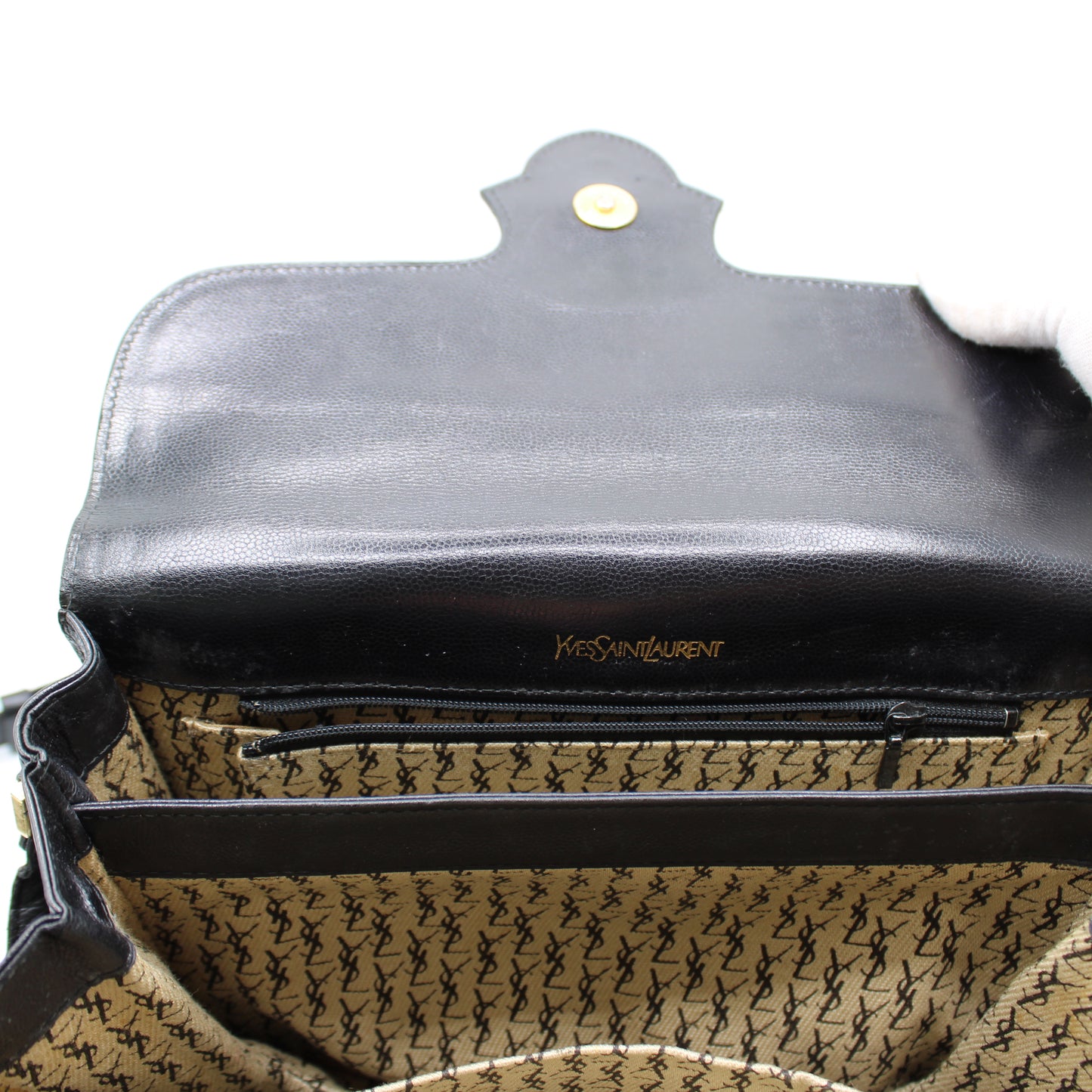 Yves Saint Laurent Black Leather Crossbody Bag Adjustable Strap