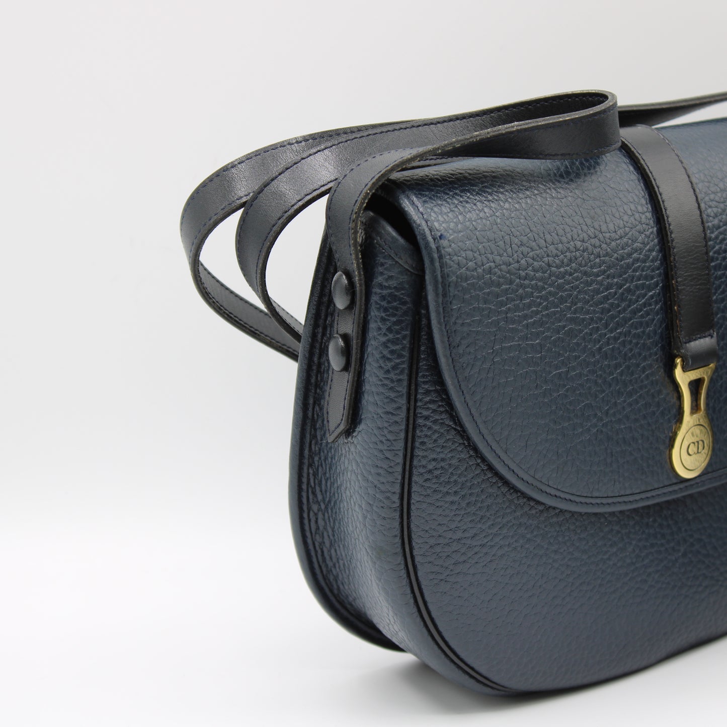 Christian Dior Dark Navy Leather CD Logo Crossbody Bag