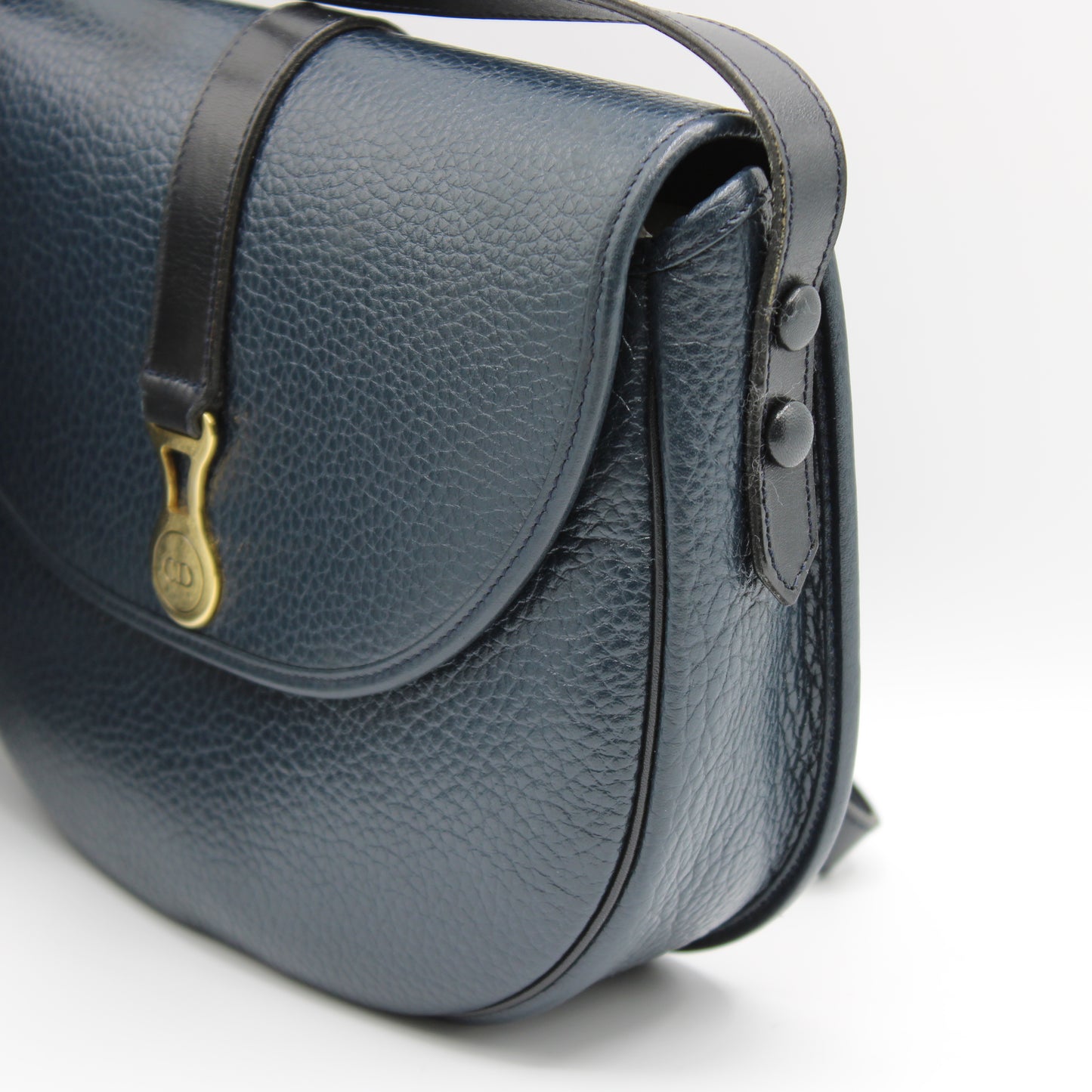 Christian Dior Dark Navy Leather CD Logo Crossbody Bag