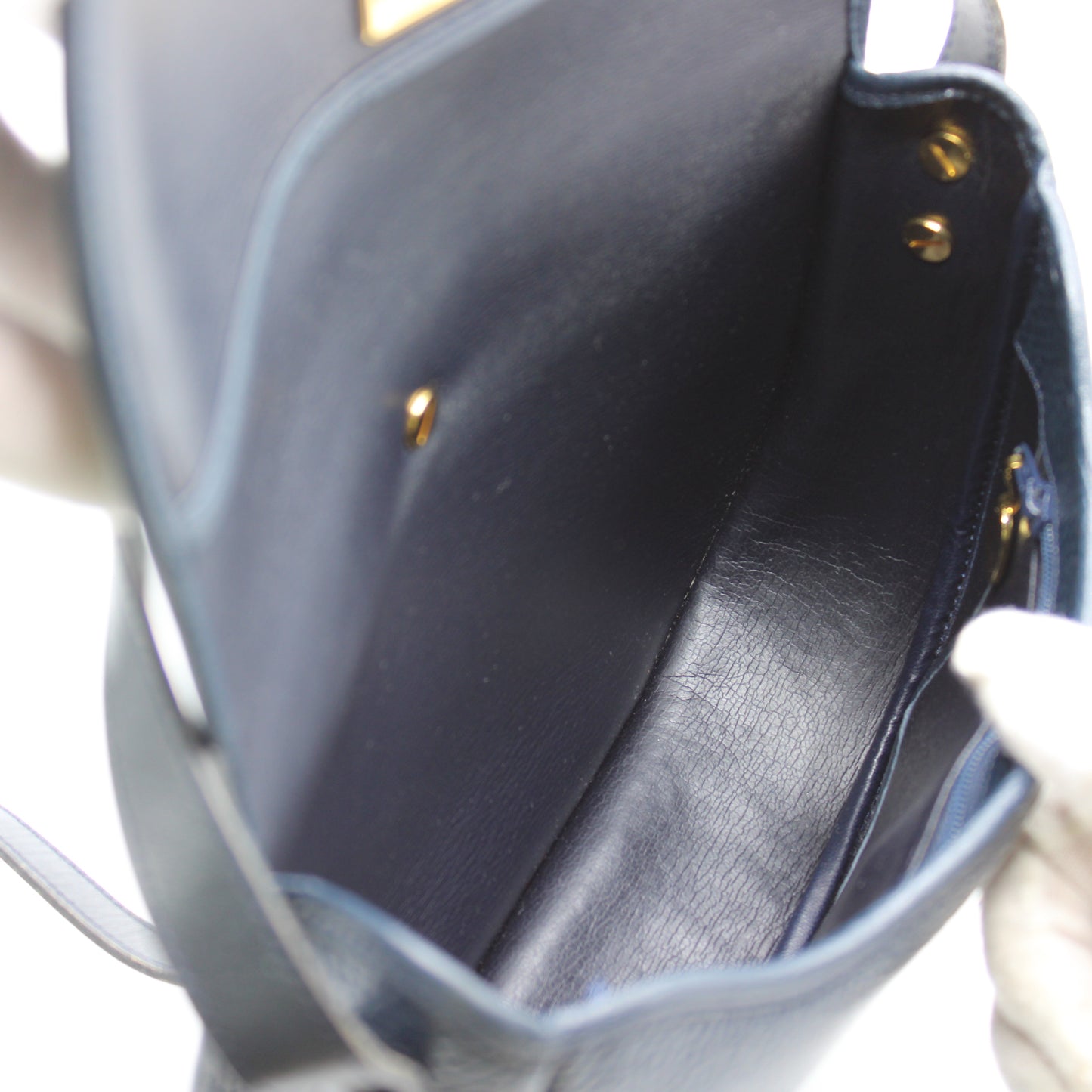 Christian Dior Dark Navy Leather CD Logo Crossbody Bag