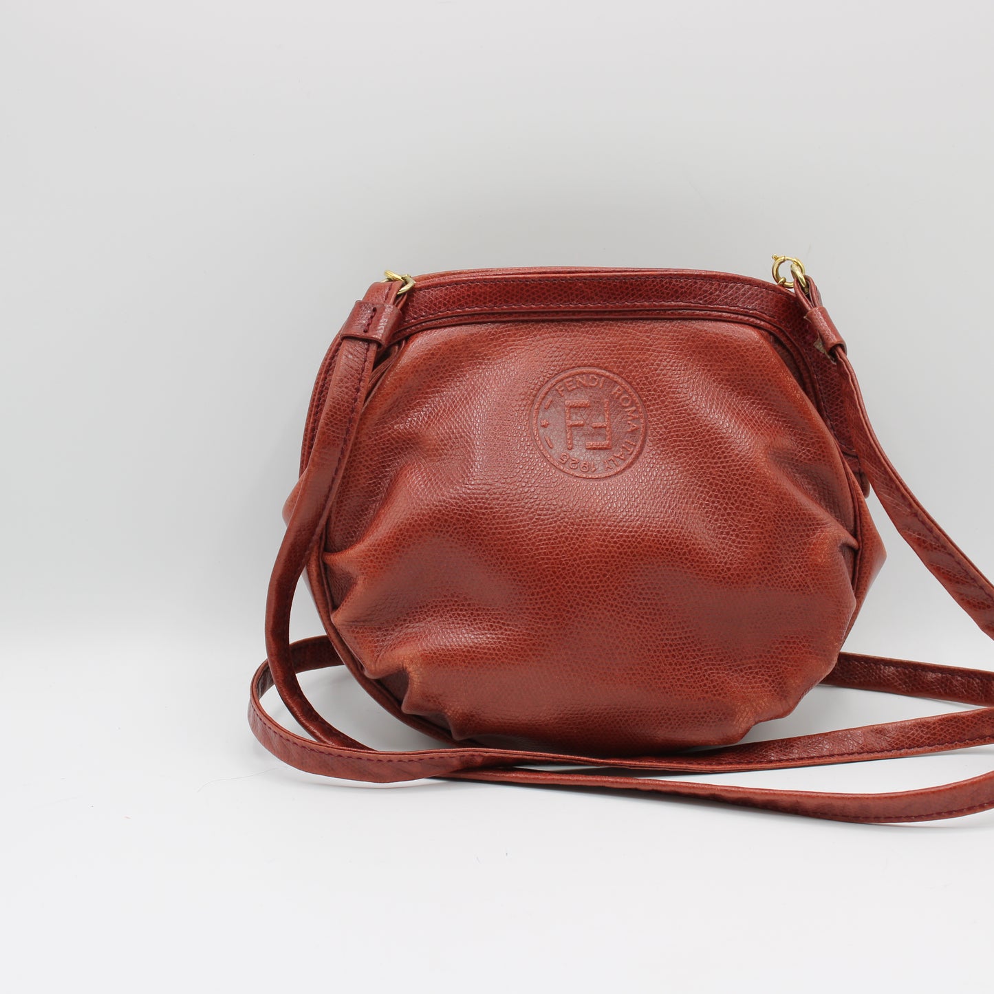 Fendi Burgundy Leather Crossbody Bag with Removable Strap