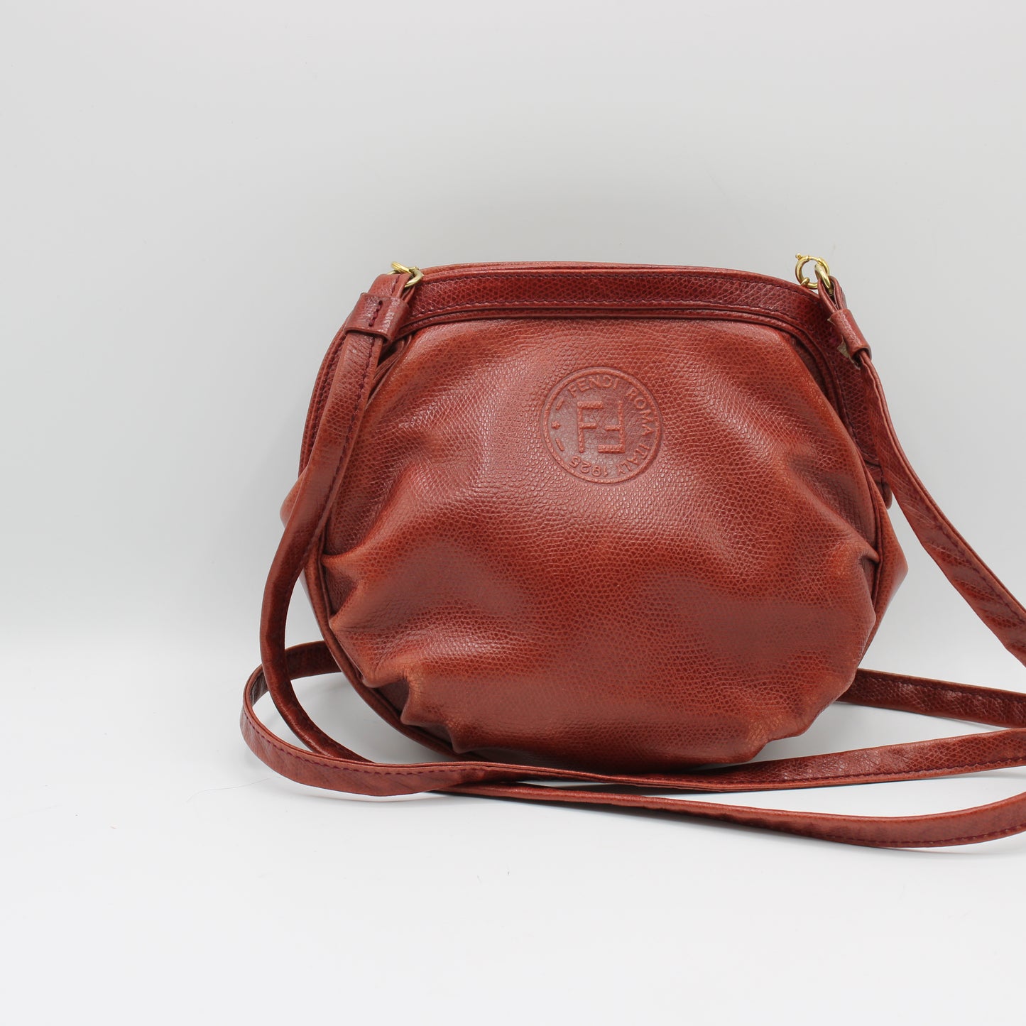 Fendi Burgundy Leather Crossbody Bag with Removable Strap