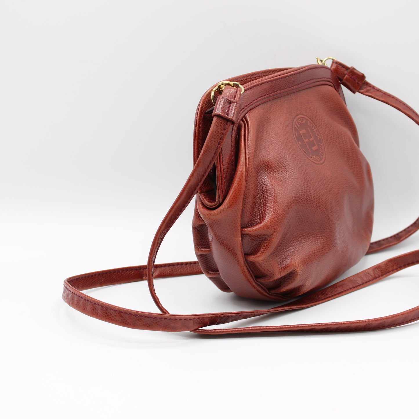 Fendi Burgundy Leather Crossbody Bag with Removable Strap