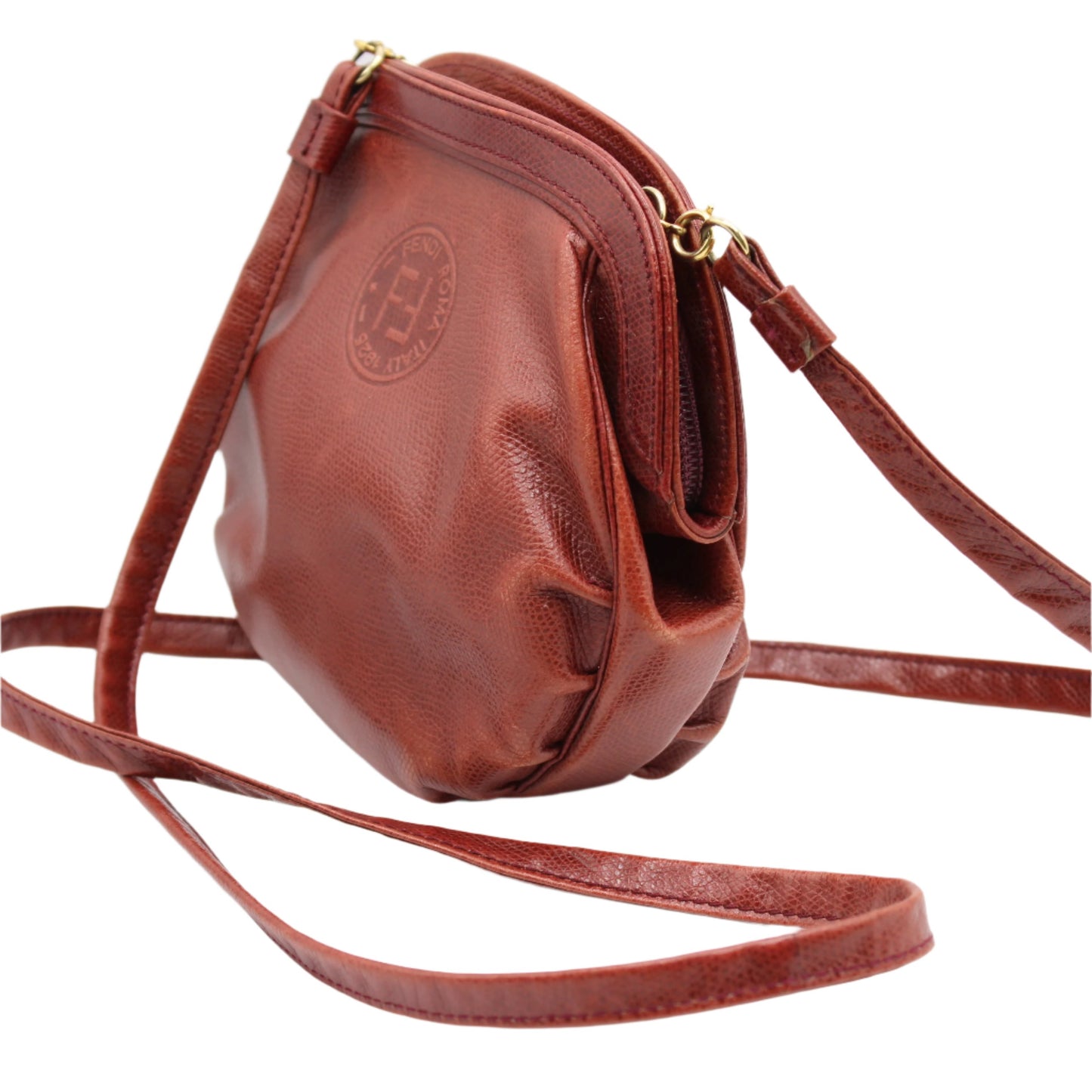 Fendi Burgundy Leather Crossbody Bag with Removable Strap