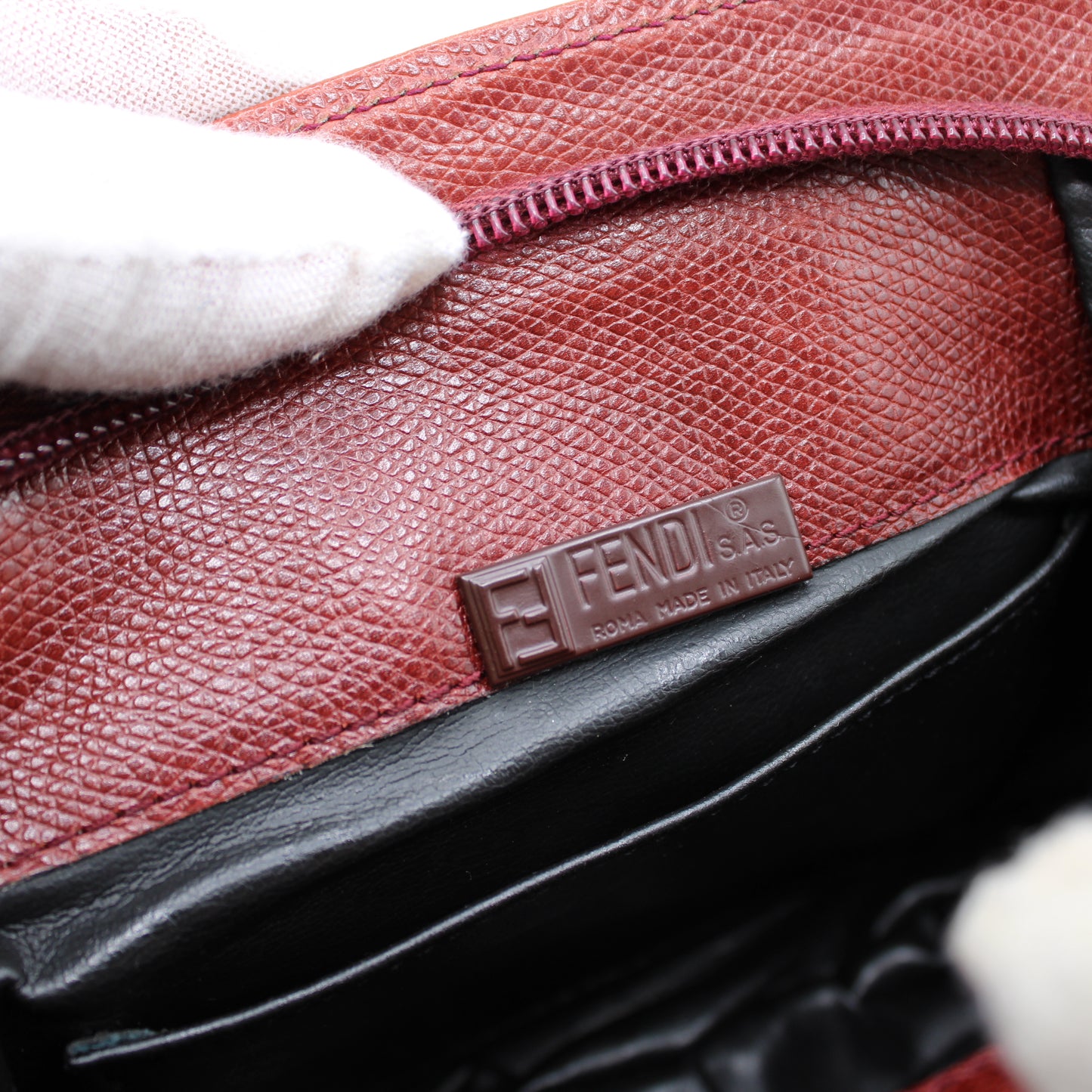 Fendi Burgundy Leather Crossbody Bag with Removable Strap