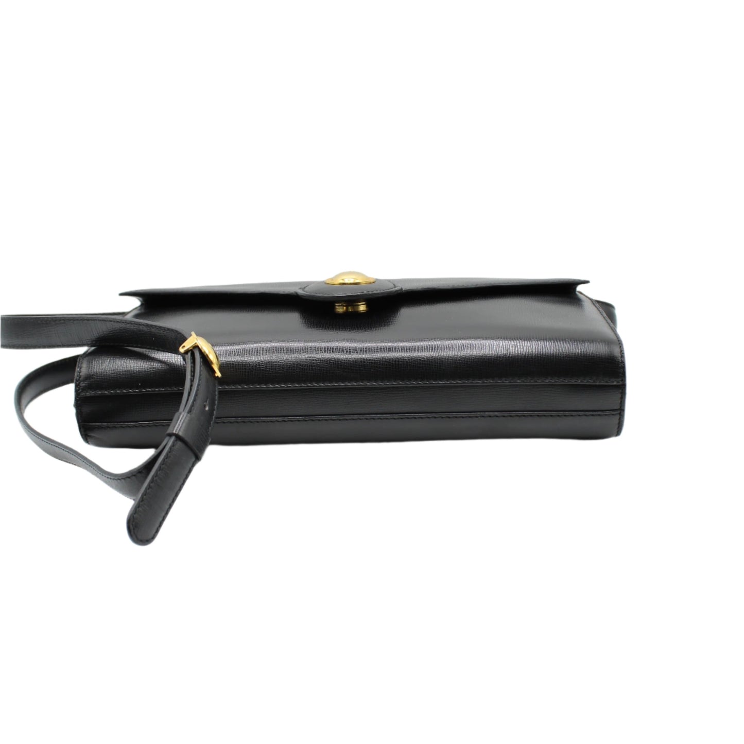 Christian Dior Black Leather Crossbody Bag Gold Logo