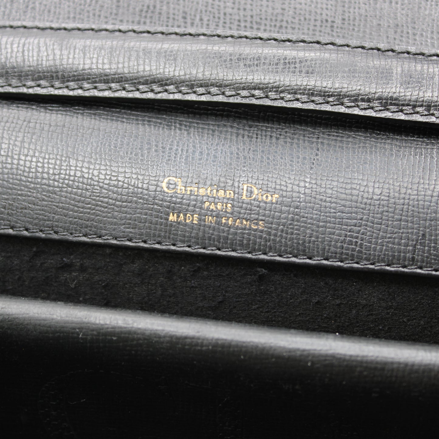 Christian Dior Black Leather Crossbody Bag Gold Logo