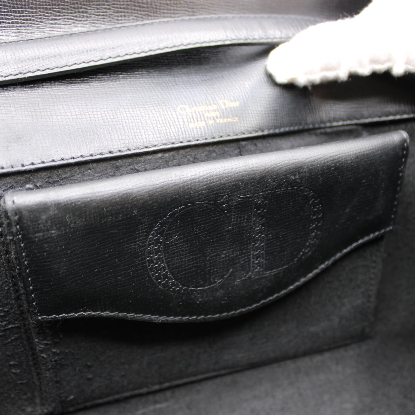 Christian Dior Black Leather Crossbody Bag Gold Logo