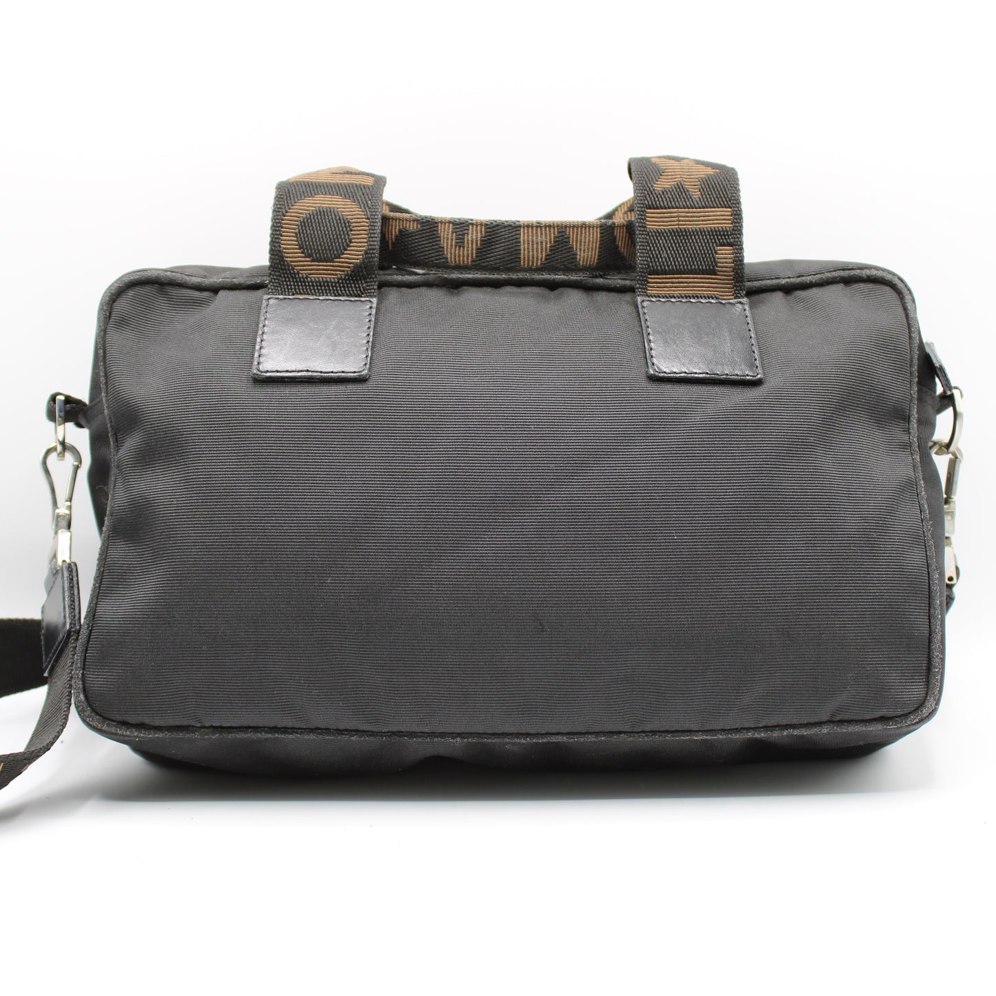 Fendi Black Canvas Leather Star Roma 2-Way Crossbody Bag