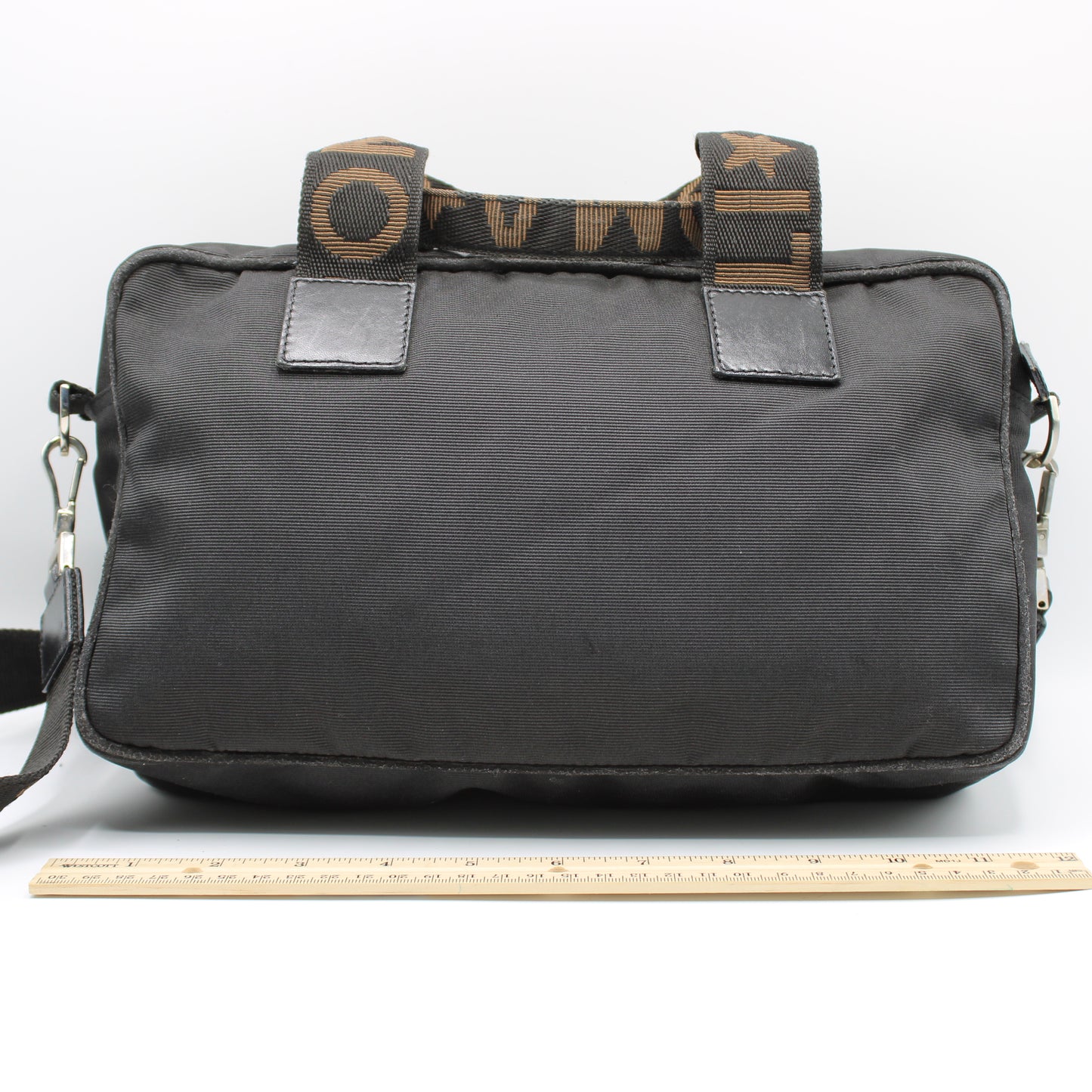 Fendi Black Canvas Leather Star Roma 2-Way Crossbody Bag