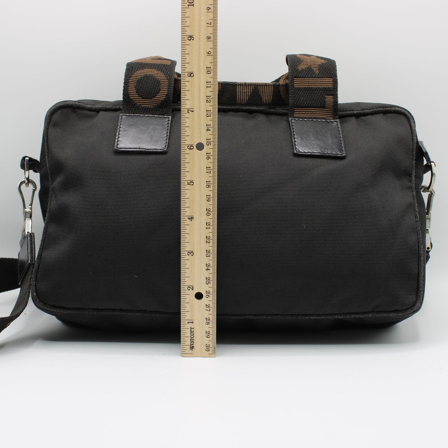 Fendi Black Canvas Leather Star Roma 2-Way Crossbody Bag
