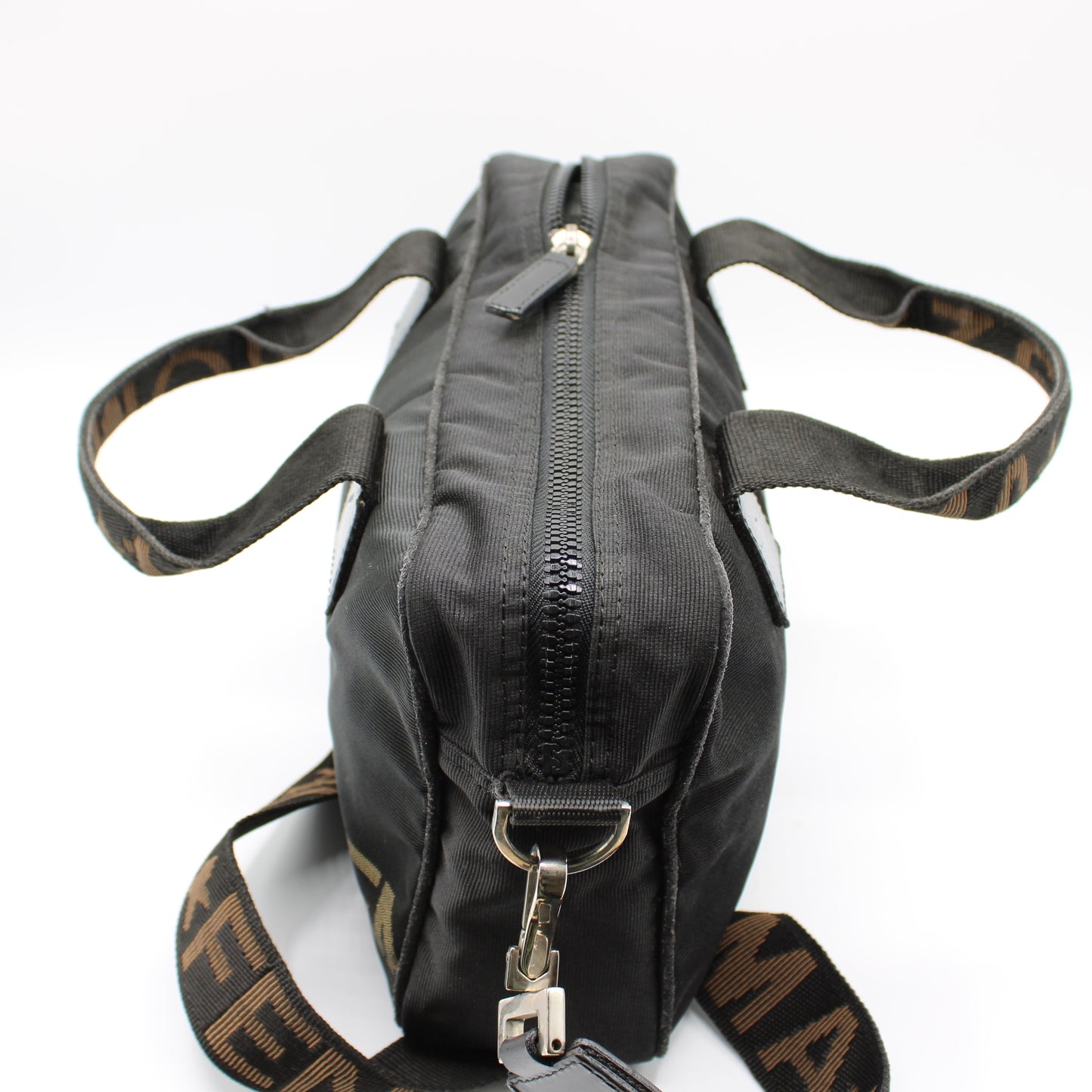 Fendi Black Canvas Leather Star Roma 2-Way Crossbody Bag