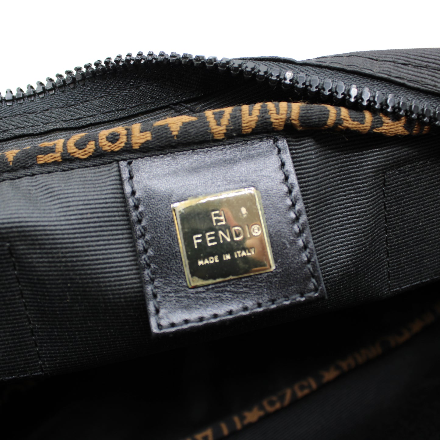 Fendi Black Canvas Leather Star Roma 2-Way Crossbody Bag