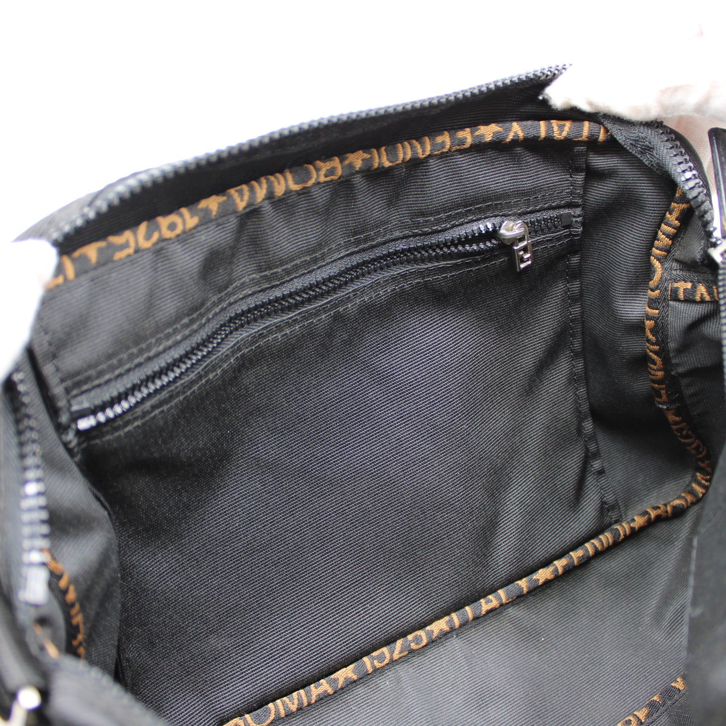 Fendi Black Canvas Leather Star Roma 2-Way Crossbody Bag