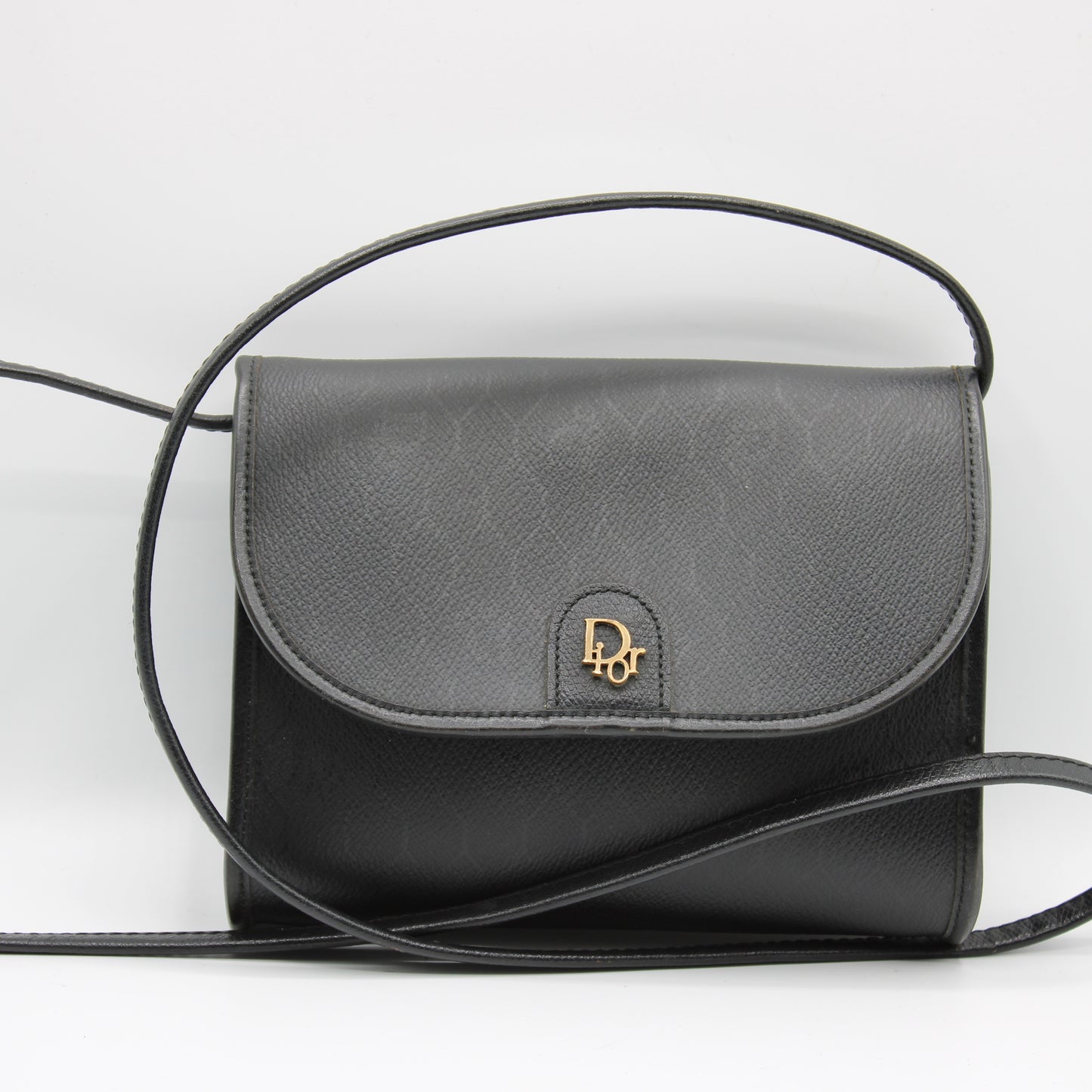 Christian Dior Black Honeycomb Leather Crossbody Bag