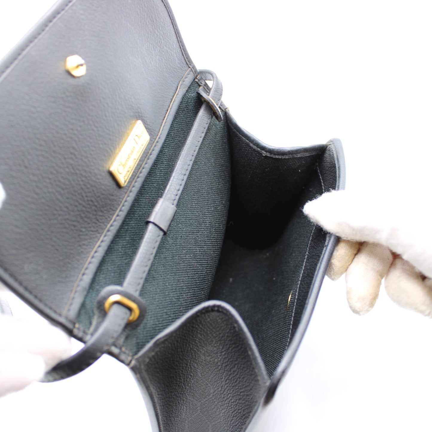 Christian Dior Black Honeycomb Leather Crossbody Bag