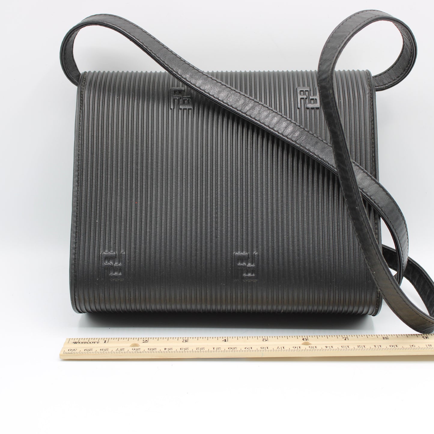 Fendi Black Leather Flap Embossed Logo Crossbody Bag