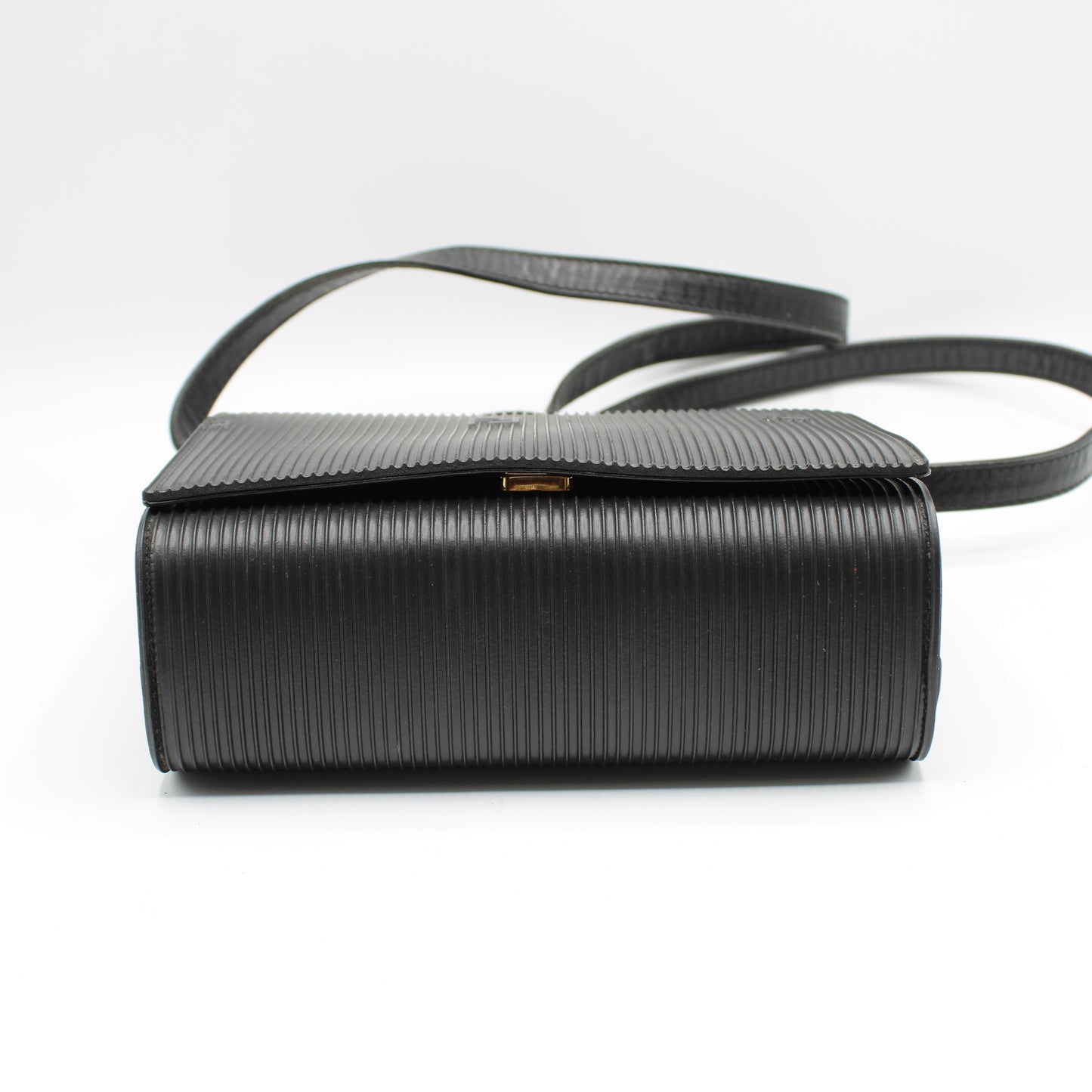 Fendi Black Leather Flap Embossed Logo Crossbody Bag