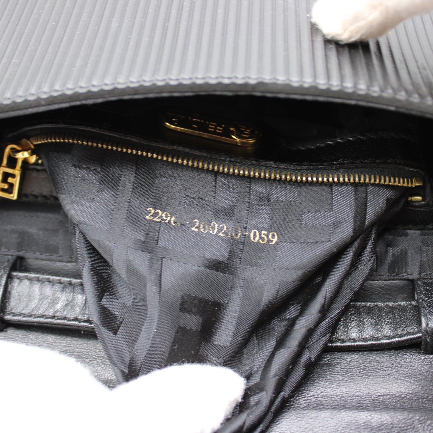 Fendi Black Leather Flap Embossed Logo Crossbody Bag
