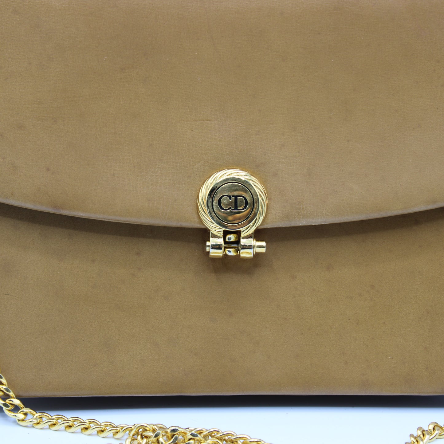 Dior Camel Brown Leather Chain Crossbody Bag