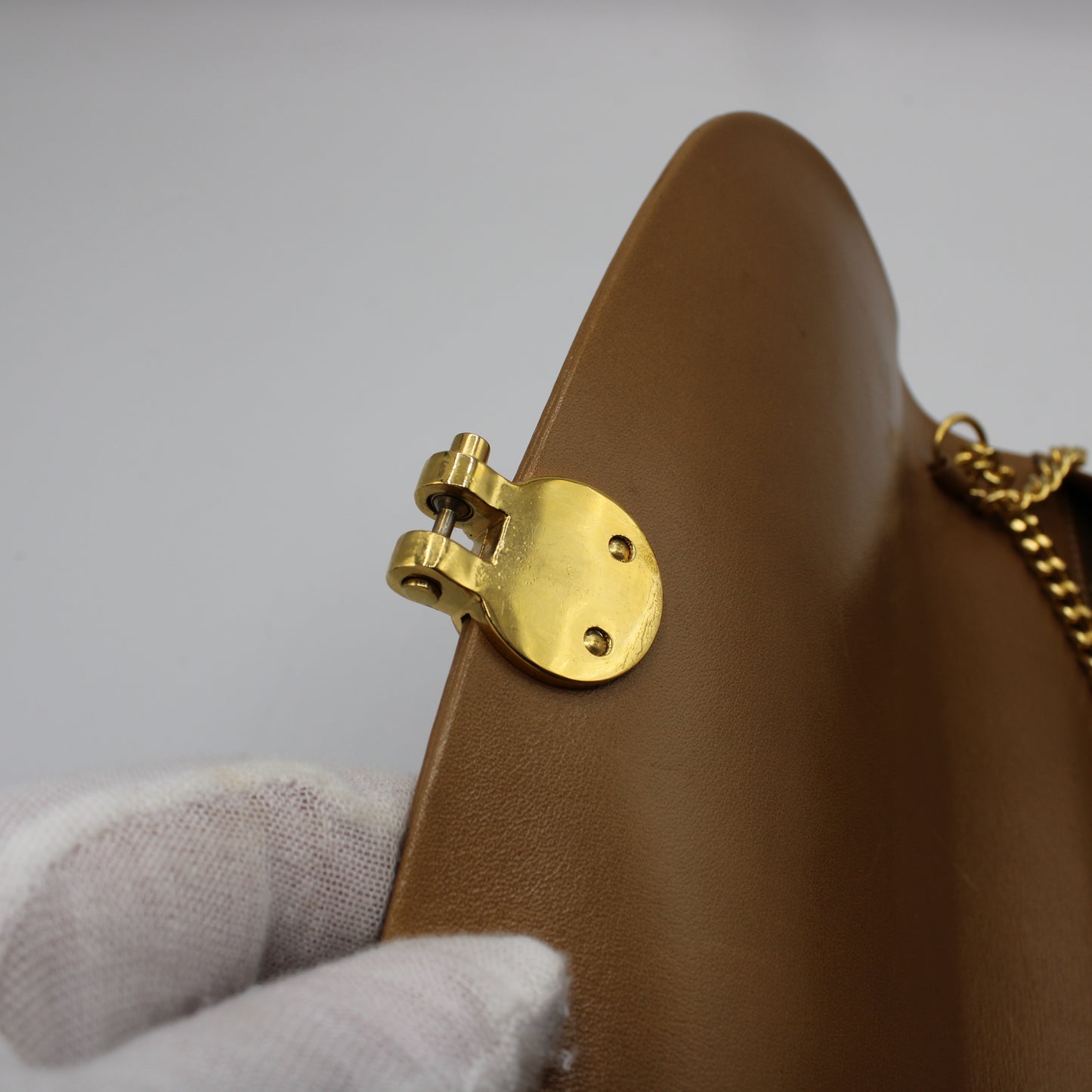 Dior Camel Brown Leather Chain Crossbody Bag