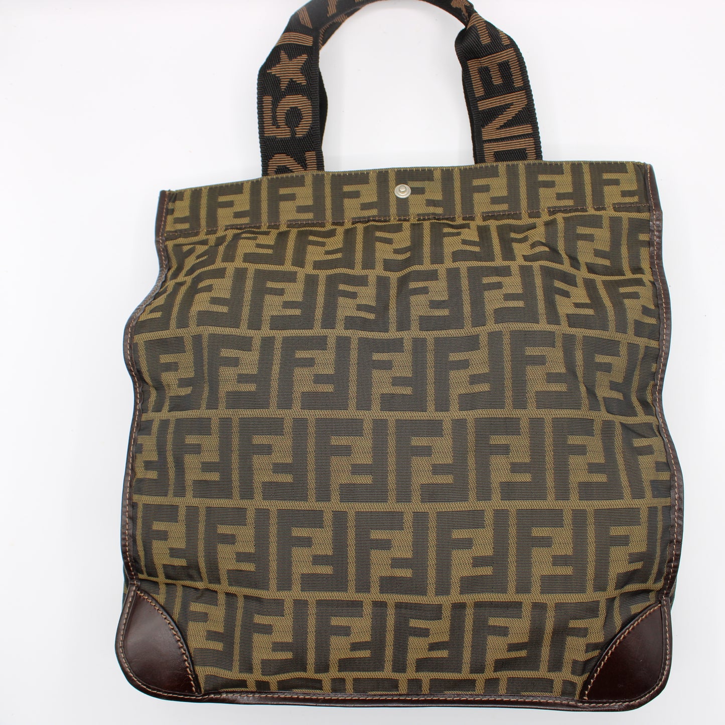 Fendi Brown Zucca Canvas Tote Bag with Leather Accents